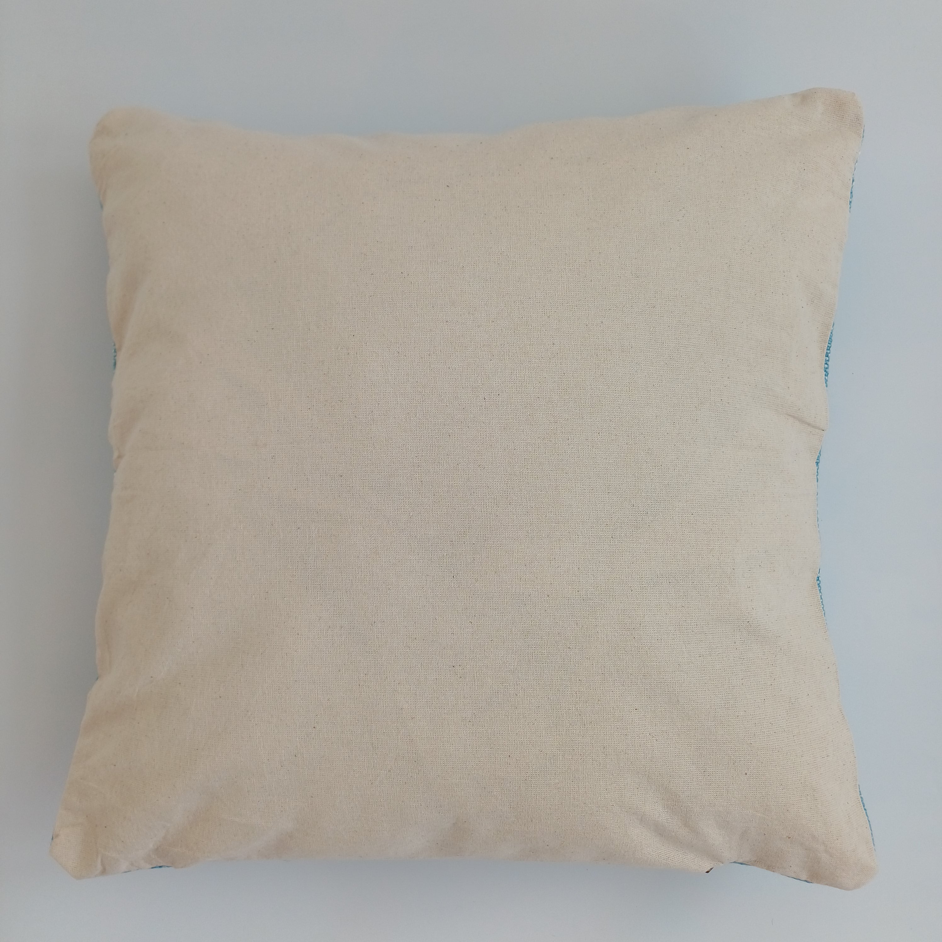 Moroccan Handmade Teal Blue Cactus Silk Cushion Cover 16''x16'' / 40x40 CM