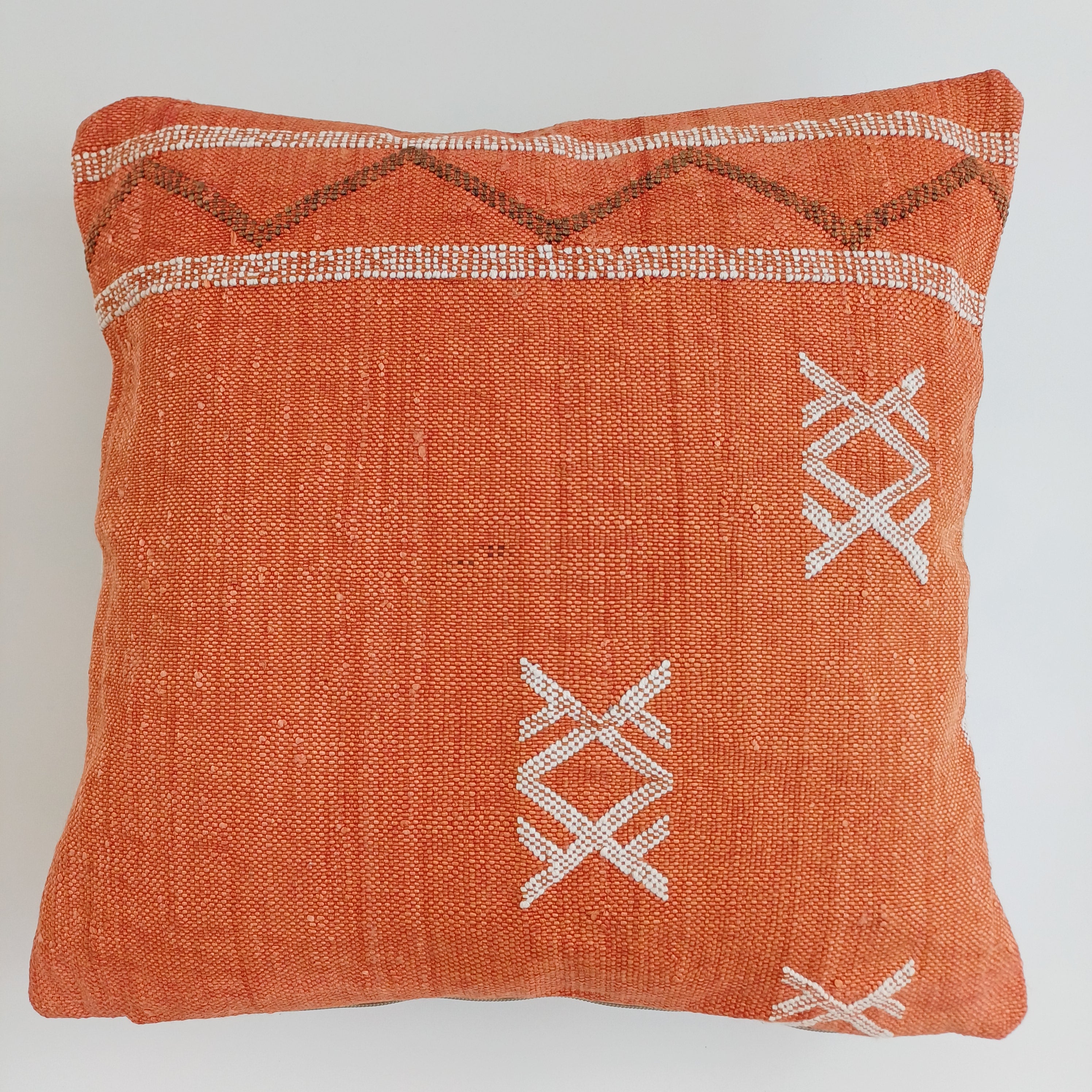Moroccan Handmade Red Cactus Silk Cushion Cover 16''x16'' / 40x40 CM