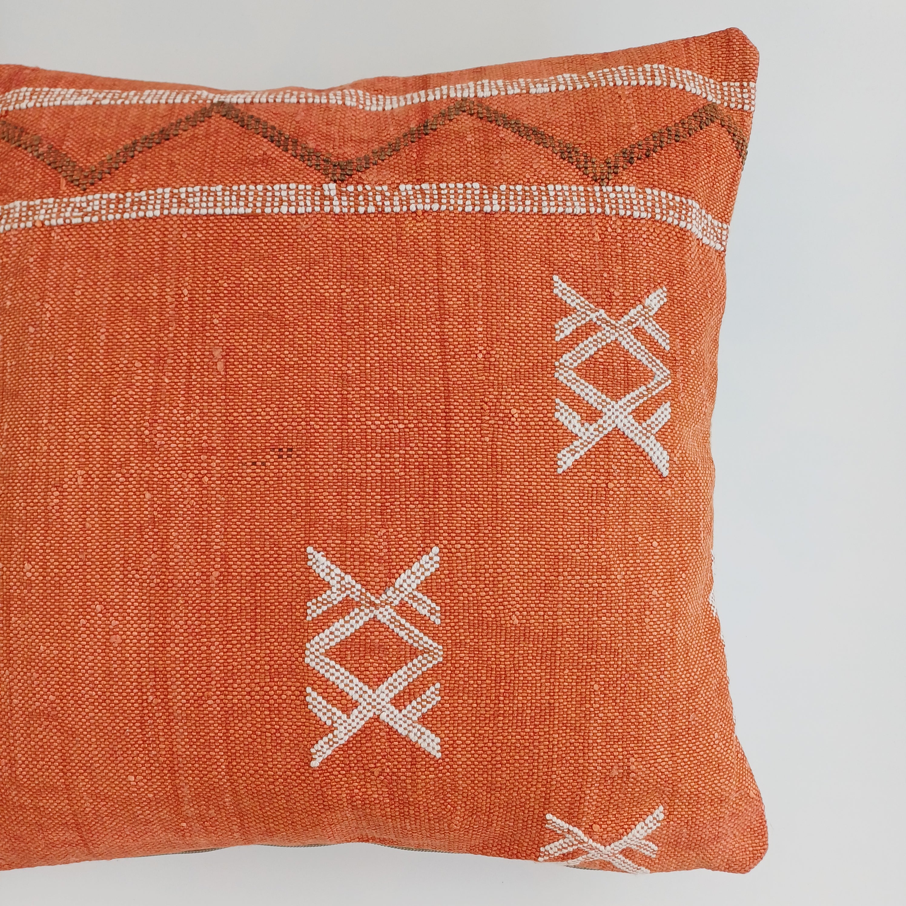 Moroccan Handmade Red Cactus Silk Cushion Cover 16''x16'' / 40x40 CM