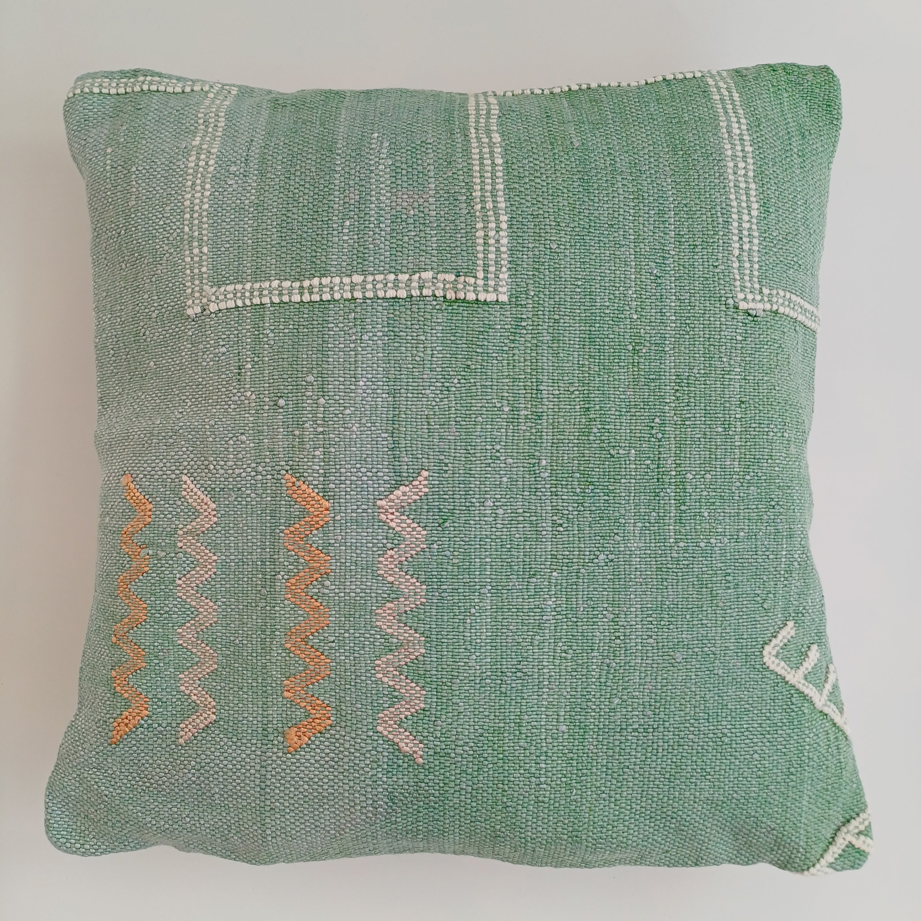 Moroccan Handmade Green Cactus Silk Cushion Cover 16''x16'' / 40x40 CM