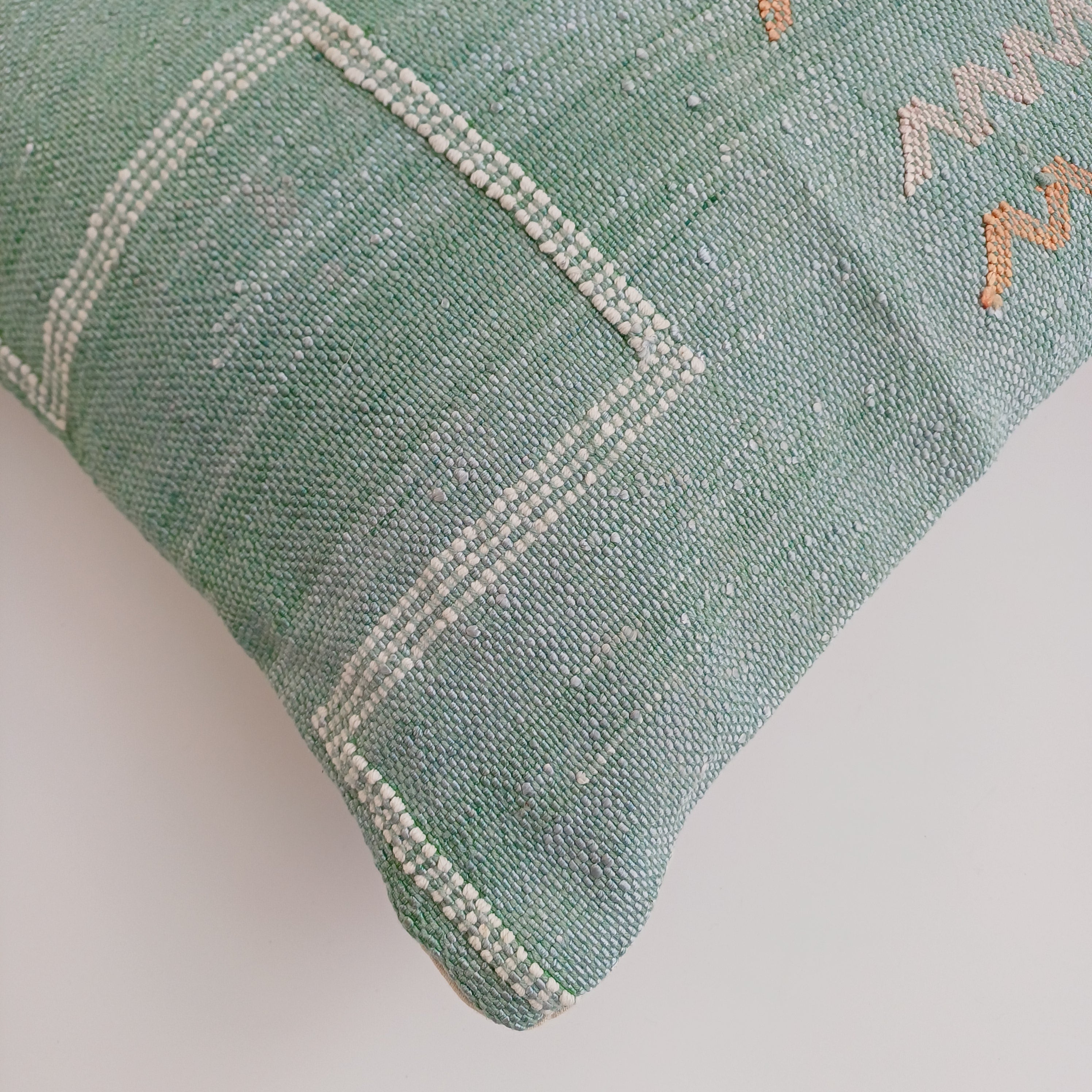 Moroccan Handmade Green Cactus Silk Cushion Cover 16''x16'' / 40x40 CM