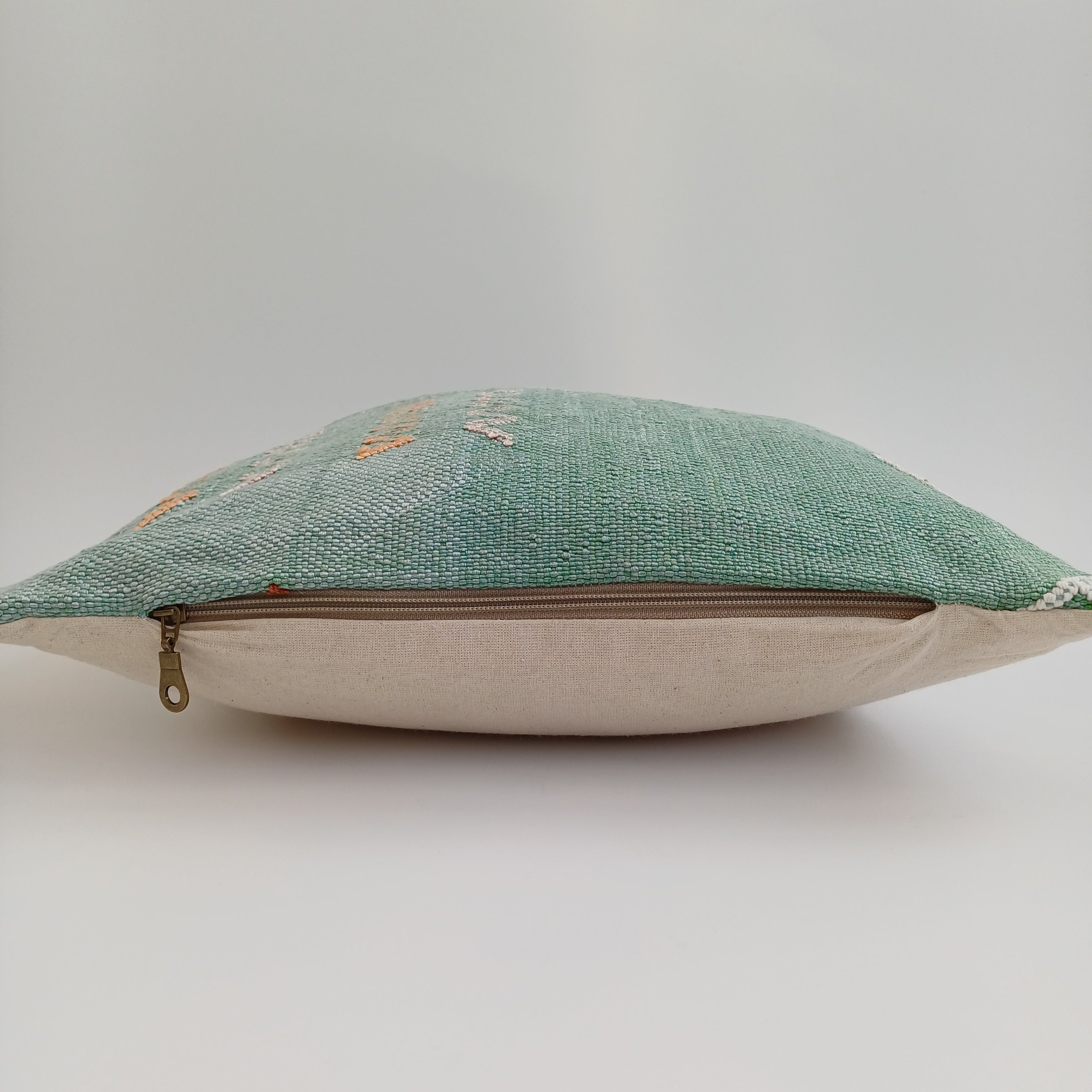 Moroccan Handmade Green Cactus Silk Cushion Cover 16''x16'' / 40x40 CM