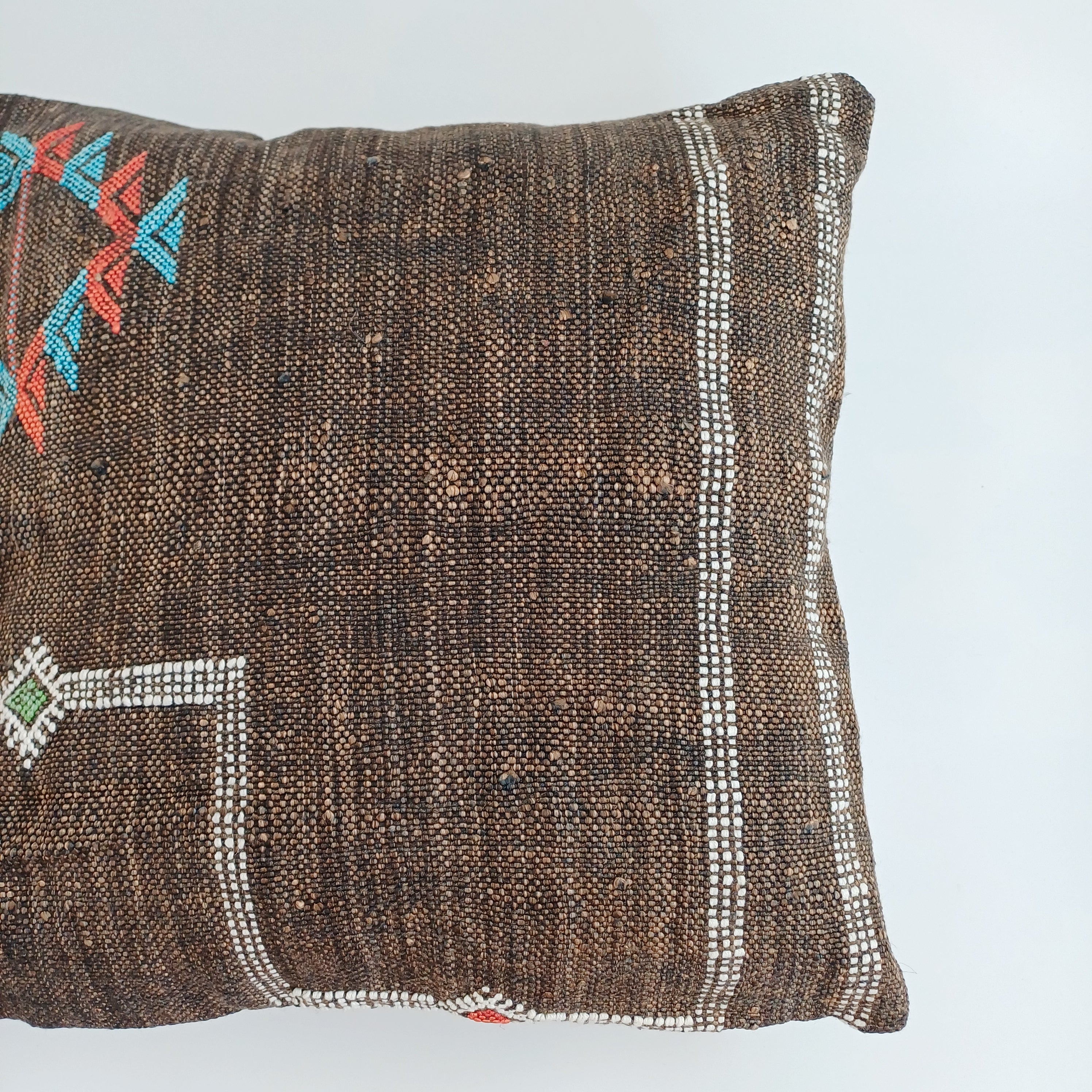 Moroccan Handmade Brown Cactus Silk Cushion Cover 16''x16'' / 40x40 CM