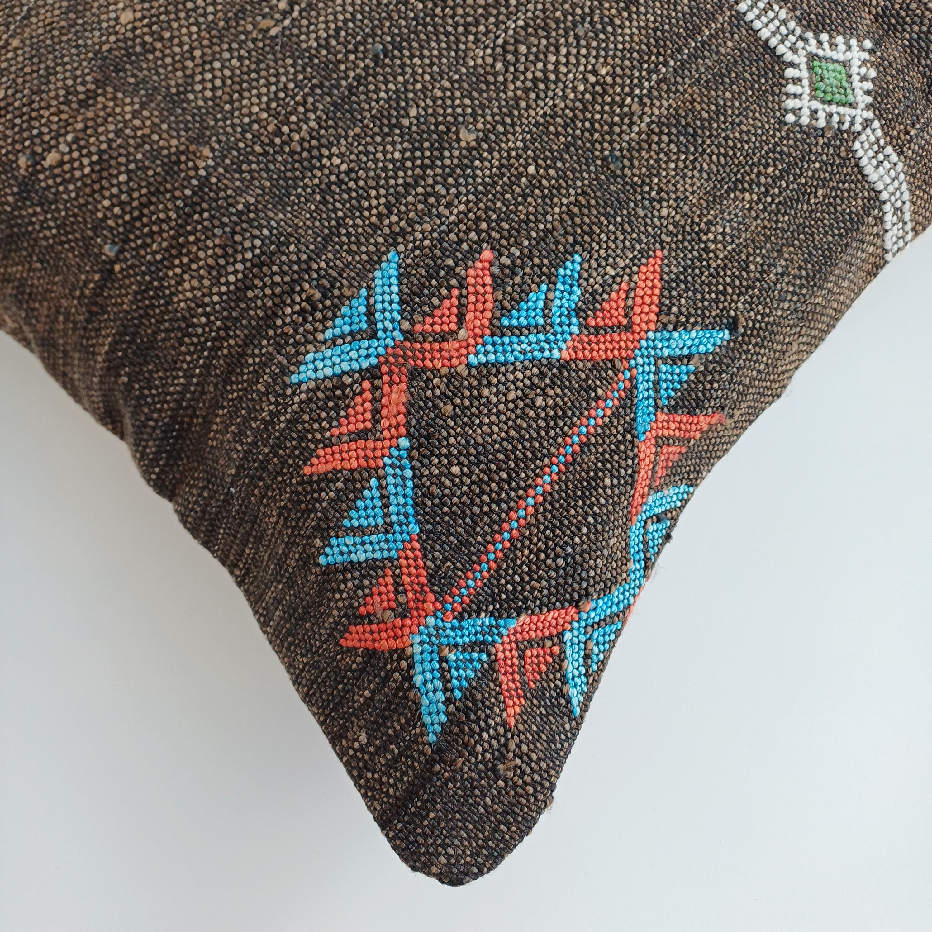 Moroccan Handmade Brown Cactus Silk Cushion Cover 16''x16'' / 40x40 CM