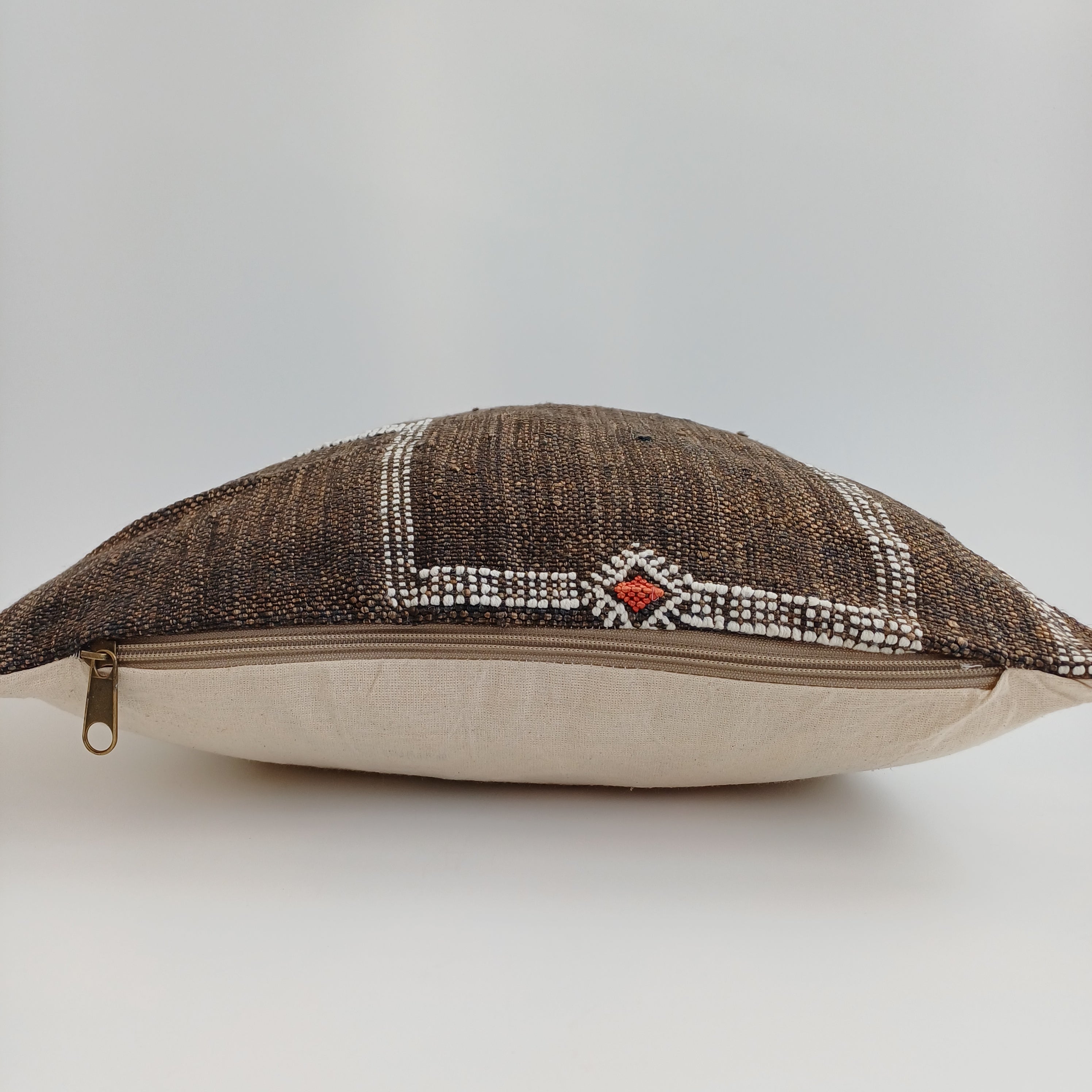 Moroccan Handmade Brown Cactus Silk Cushion Cover 16''x16'' / 40x40 CM