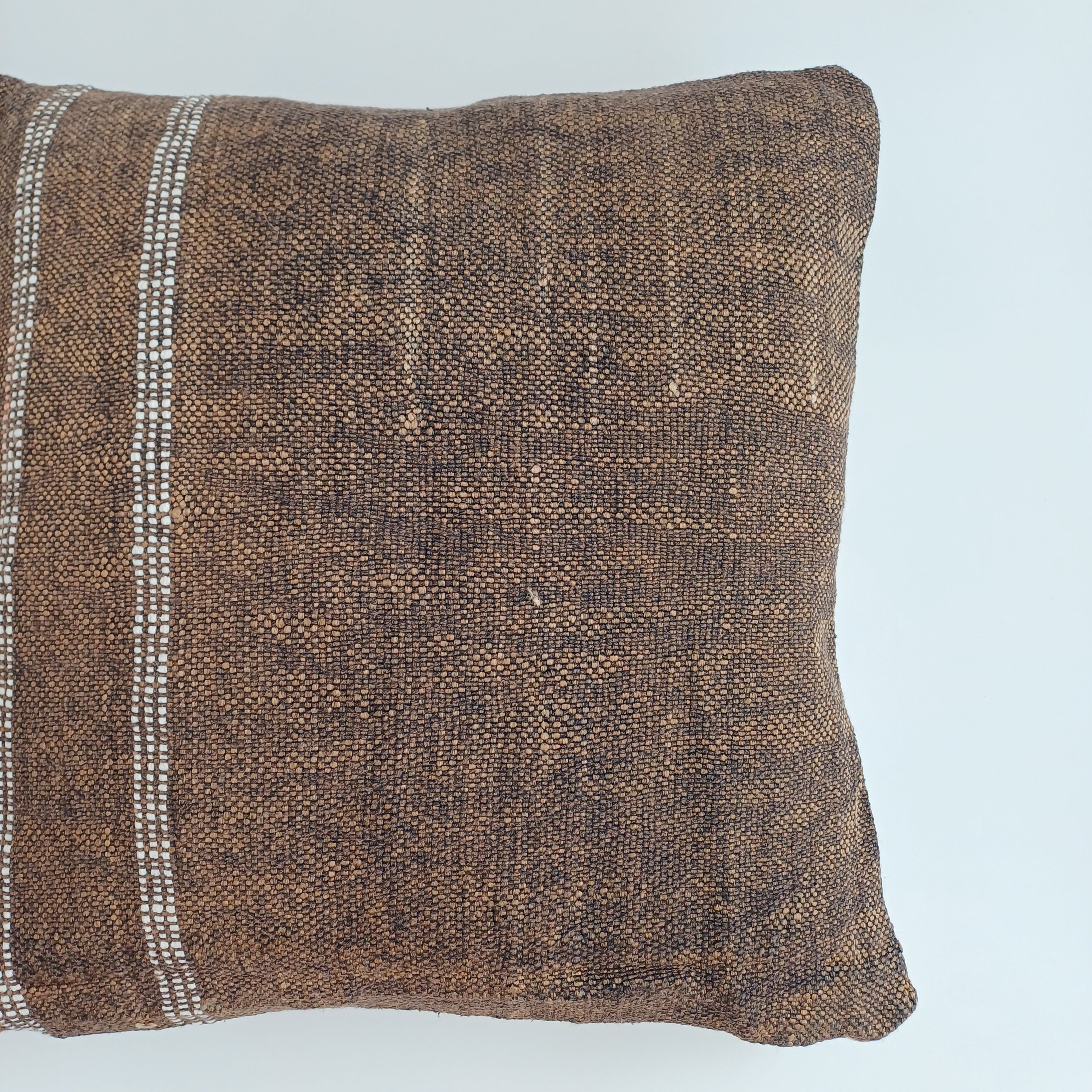 Moroccan Handmade Brown Cactus Silk Cushion Cover 16''x16'' / 40x40 CM