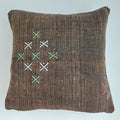 Moroccan Handmade Brown Cactus Silk Cushion Cover 16''x16'' / 40x40 CM