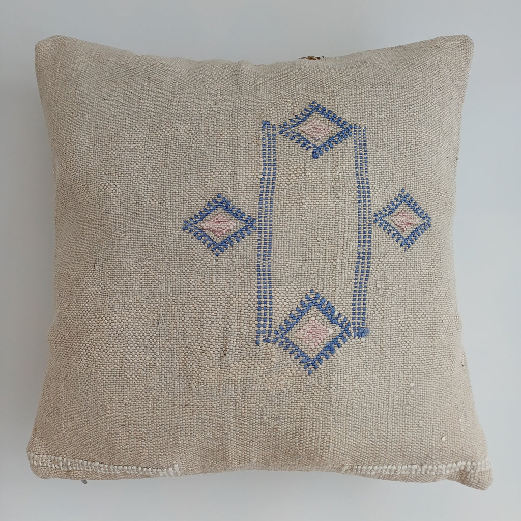 Moroccan Handmade Oatmeal Cactus Silk Cushion Cover 16''x16'' / 40x40 CM