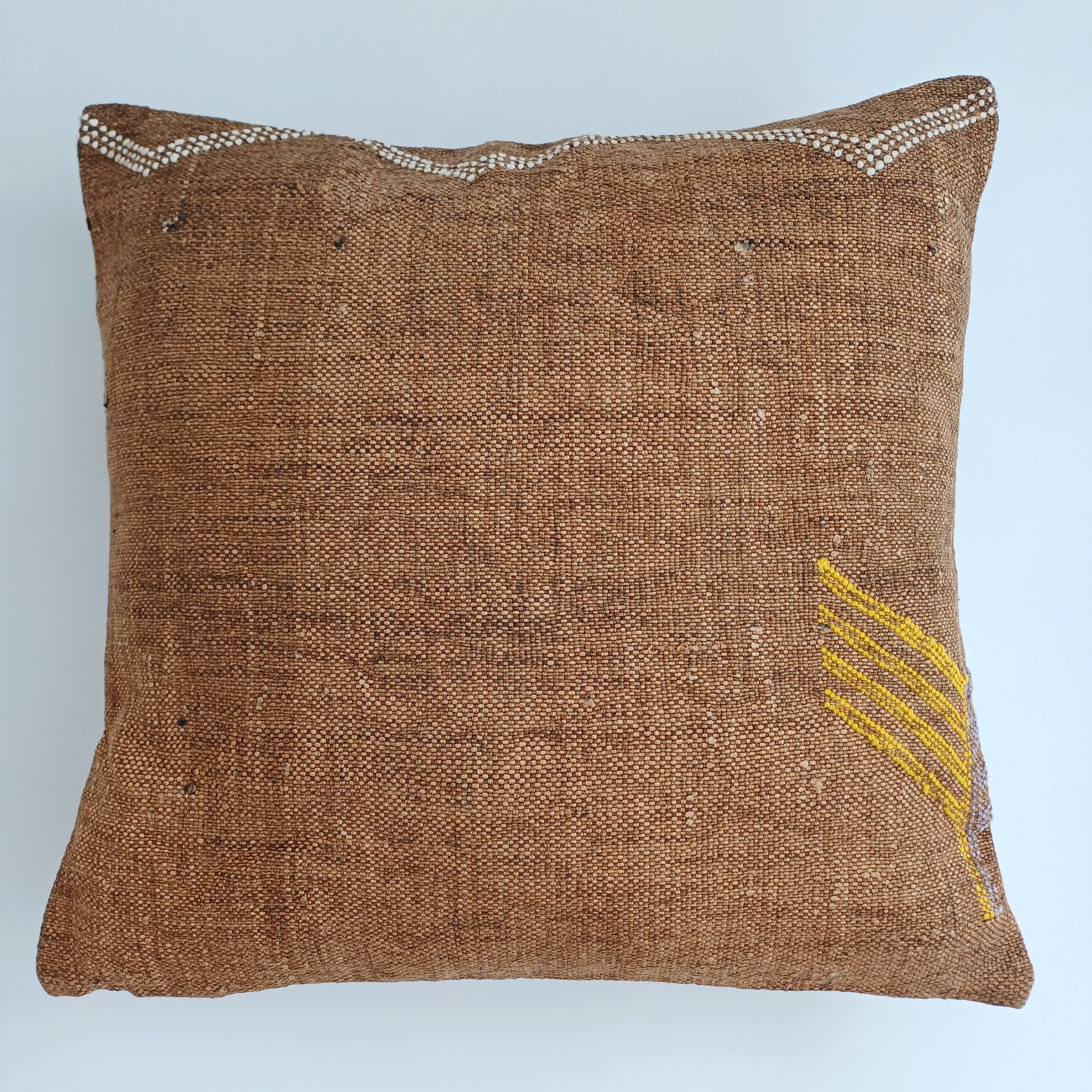Moroccan Handmade Brown Cactus Silk Cushion Cover 16''x16'' / 40x40 CM