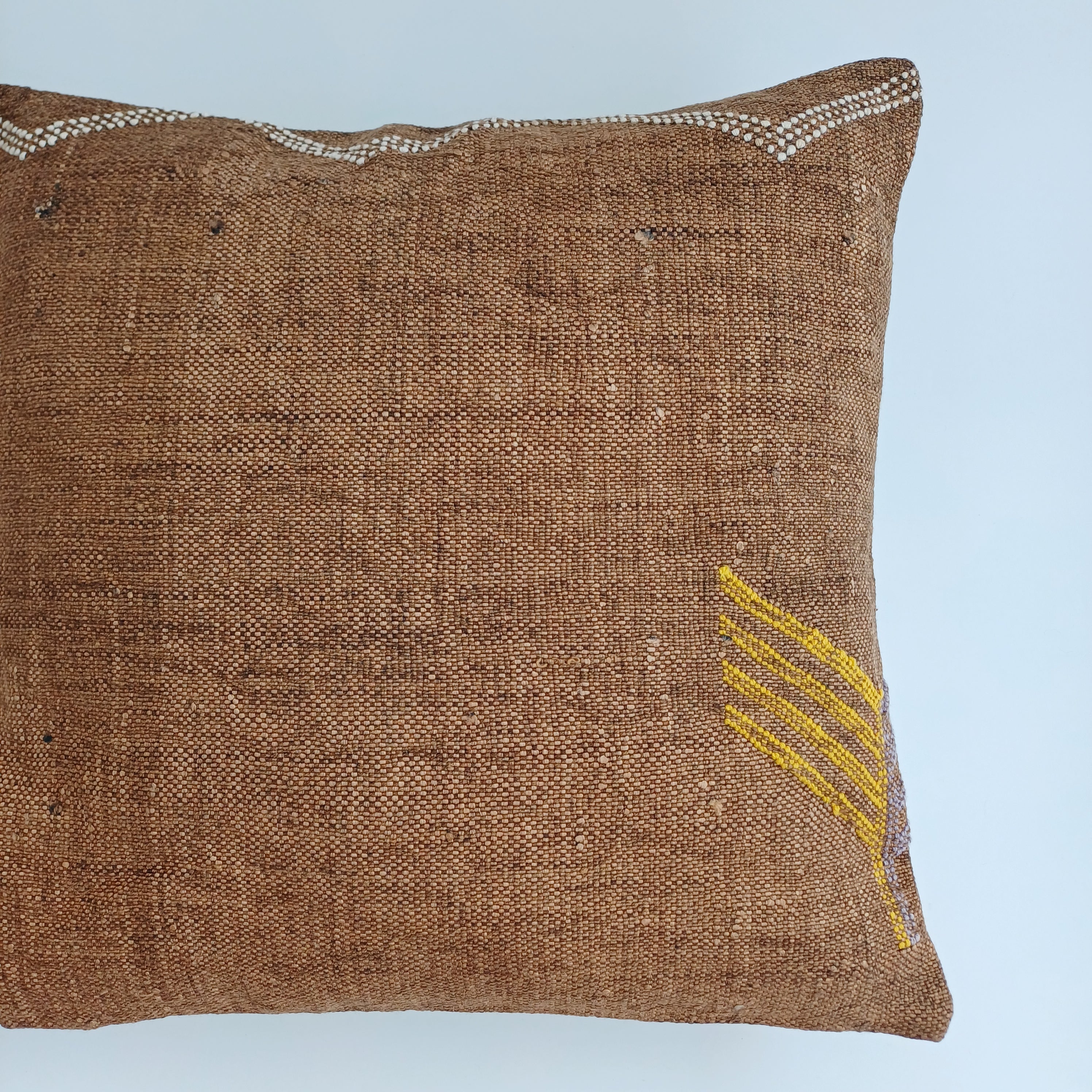 Moroccan Handmade Brown Cactus Silk Cushion Cover 16''x16'' / 40x40 CM
