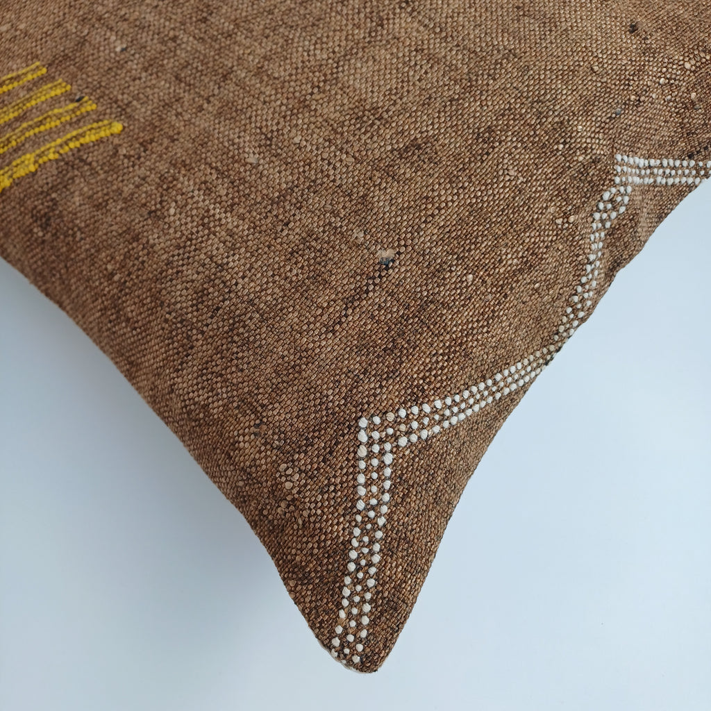 Moroccan Handmade Brown Cactus Silk Cushion Cover 16''x16'' / 40x40 CM