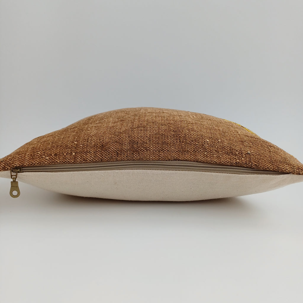 Moroccan Handmade Brown Cactus Silk Cushion Cover 16''x16'' / 40x40 CM