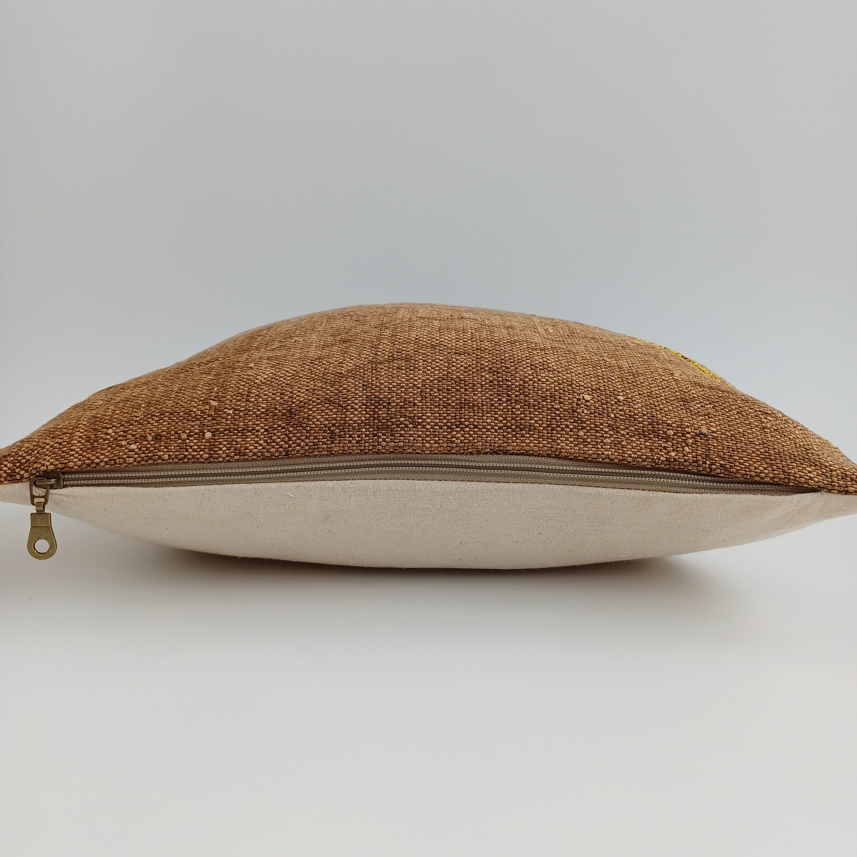 Moroccan Handmade Brown Cactus Silk Cushion Cover 16''x16'' / 40x40 CM