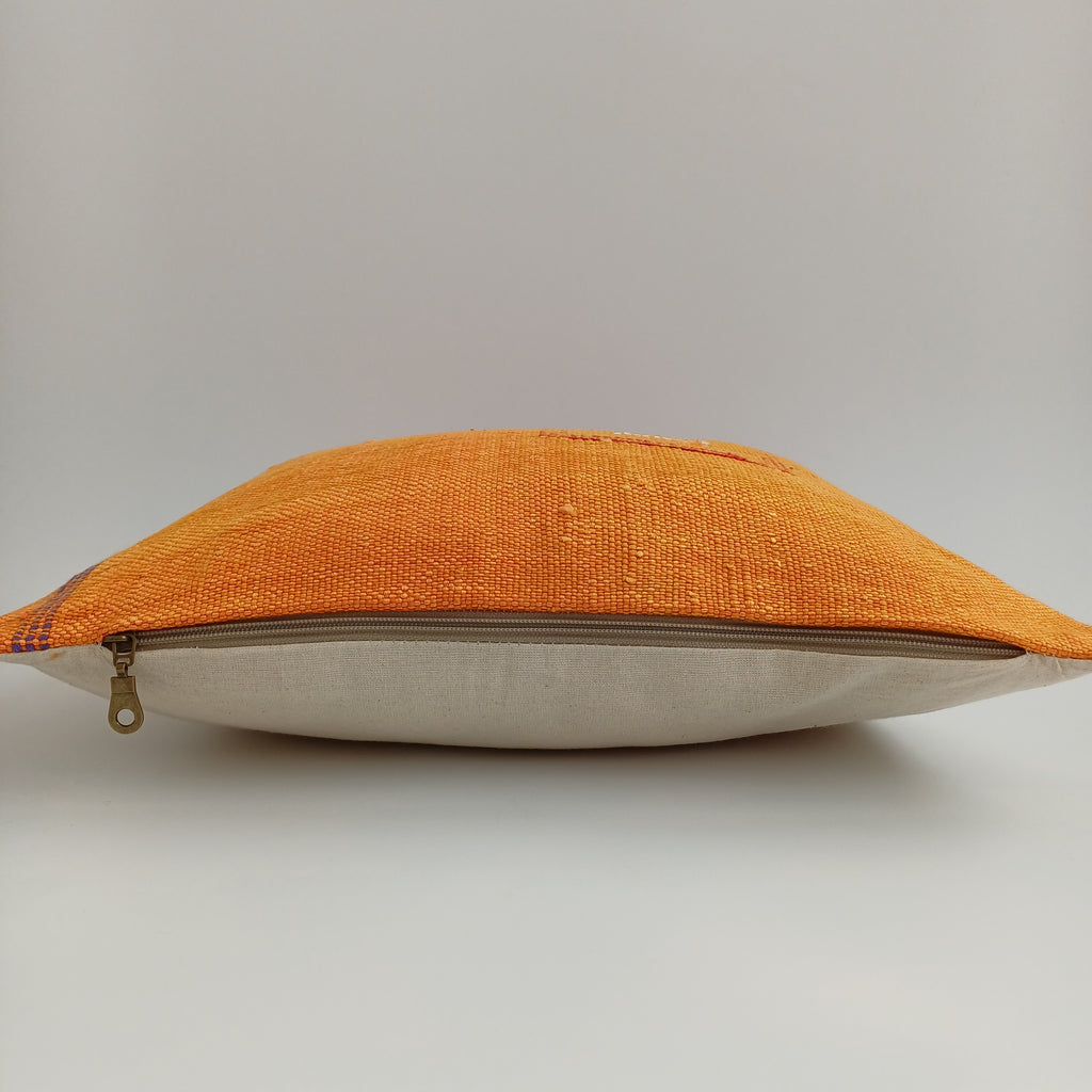 Moroccan Handmade Orange Cactus Silk Cushion Cover 16''x16'' / 40x40 CM
