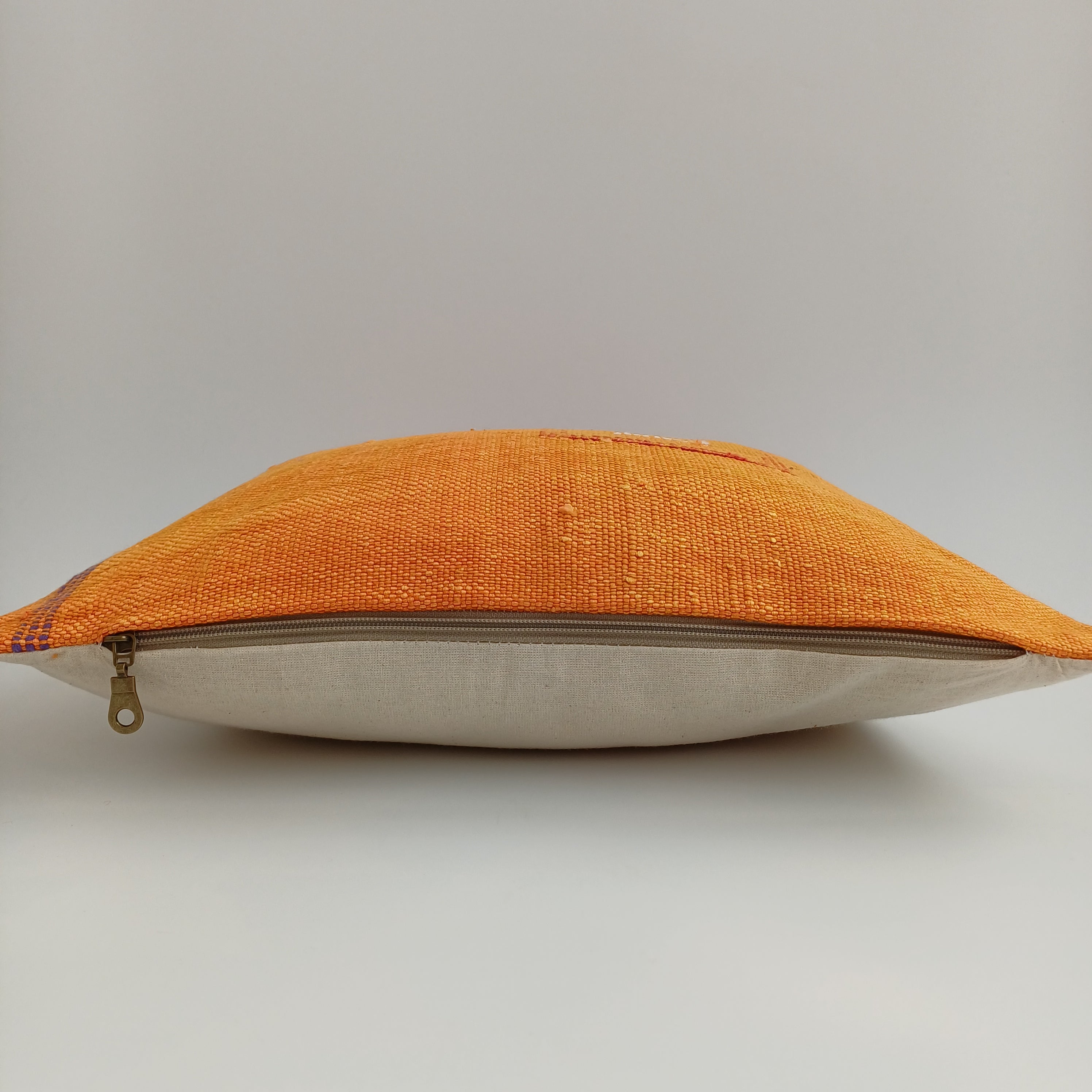 Moroccan Handmade Orange Cactus Silk Cushion Cover 16''x16'' / 40x40 CM