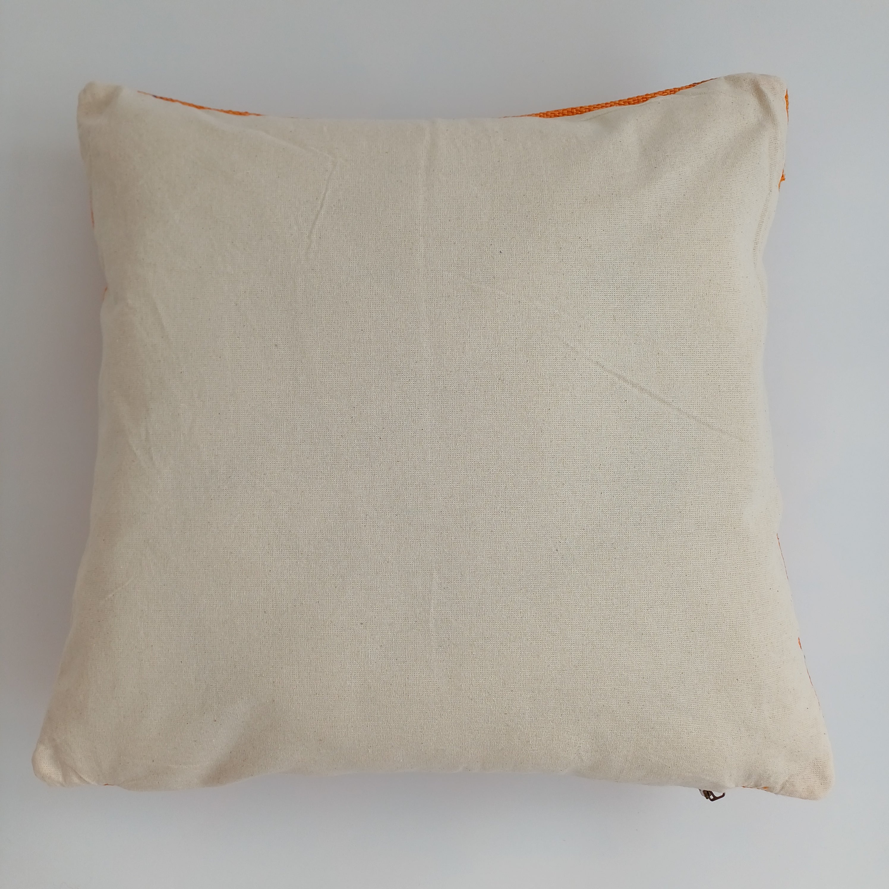 Moroccan Handmade Orange Cactus Silk Cushion Cover 16''x16'' / 40x40 CM