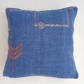 Moroccan Handmade Dark Blue Cactus Silk Cushion Cover 16''x16'' / 40x40 CM