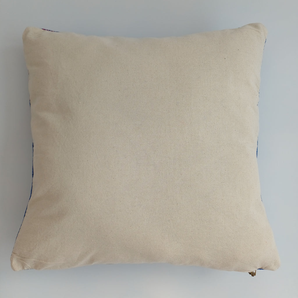 Moroccan Handmade Dark Blue Cactus Silk Cushion Cover 16''x16'' / 40x40 CM