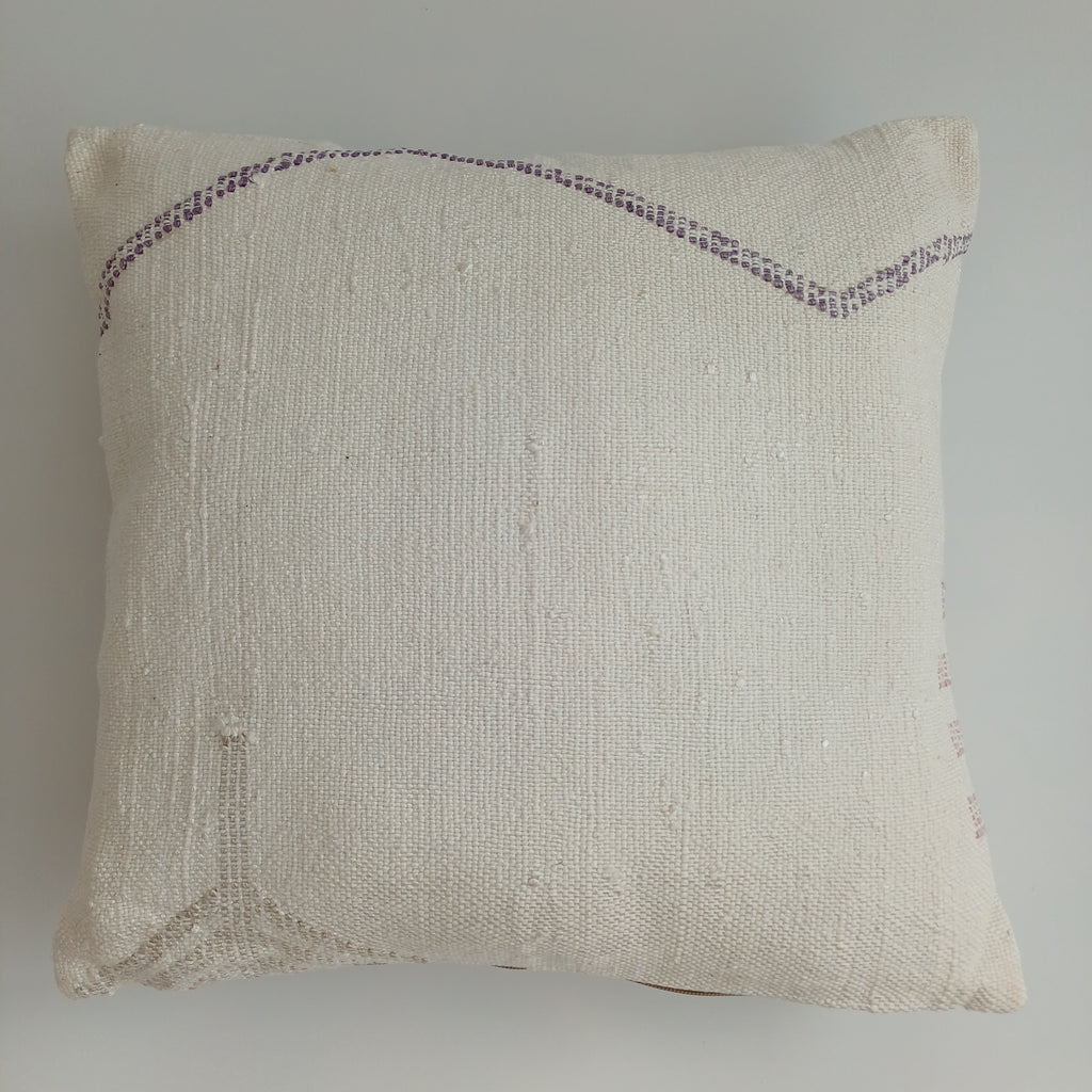 Moroccan Handmade White Cactus Silk Cushion Cover 16''x16'' / 40x40 CM