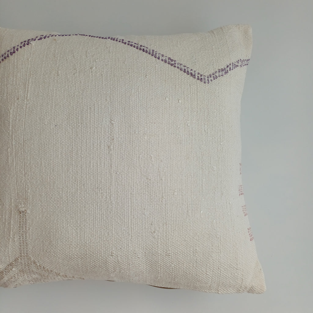 Moroccan Handmade White Cactus Silk Cushion Cover 16''x16'' / 40x40 CM