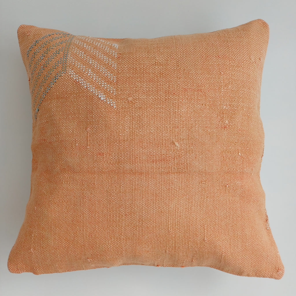 Moroccan Handmade Orange Cactus Silk Cushion Cover 16''x16'' / 40x40 CM