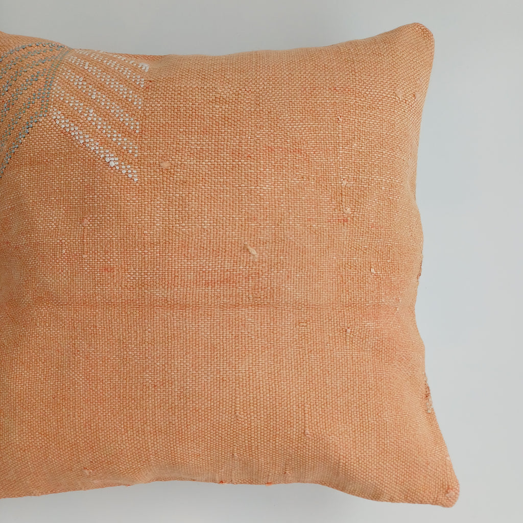 Moroccan Handmade Orange Cactus Silk Cushion Cover 16''x16'' / 40x40 CM