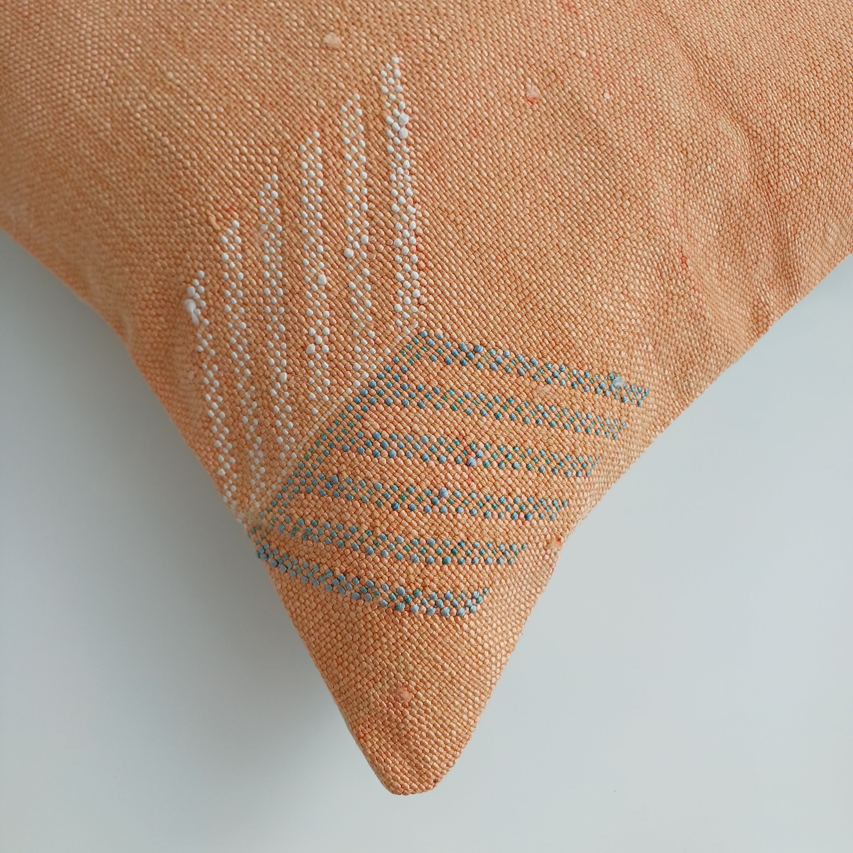 Moroccan Handmade Orange Cactus Silk Cushion Cover 16''x16'' / 40x40 CM