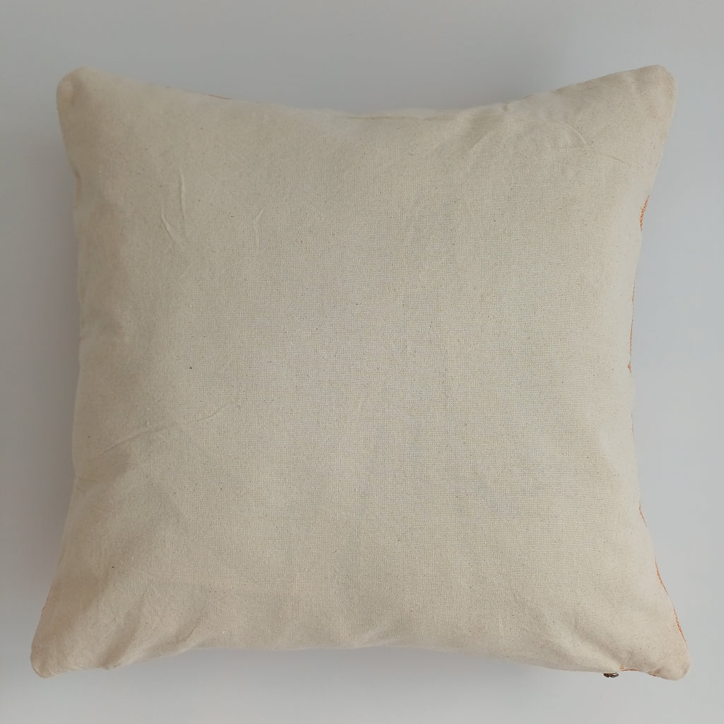 Moroccan Handmade Orange Cactus Silk Cushion Cover 16''x16'' / 40x40 CM