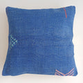 Moroccan Handmade Dark Blue Cactus Silk Cushion Cover 16''x16'' / 40x40 CM