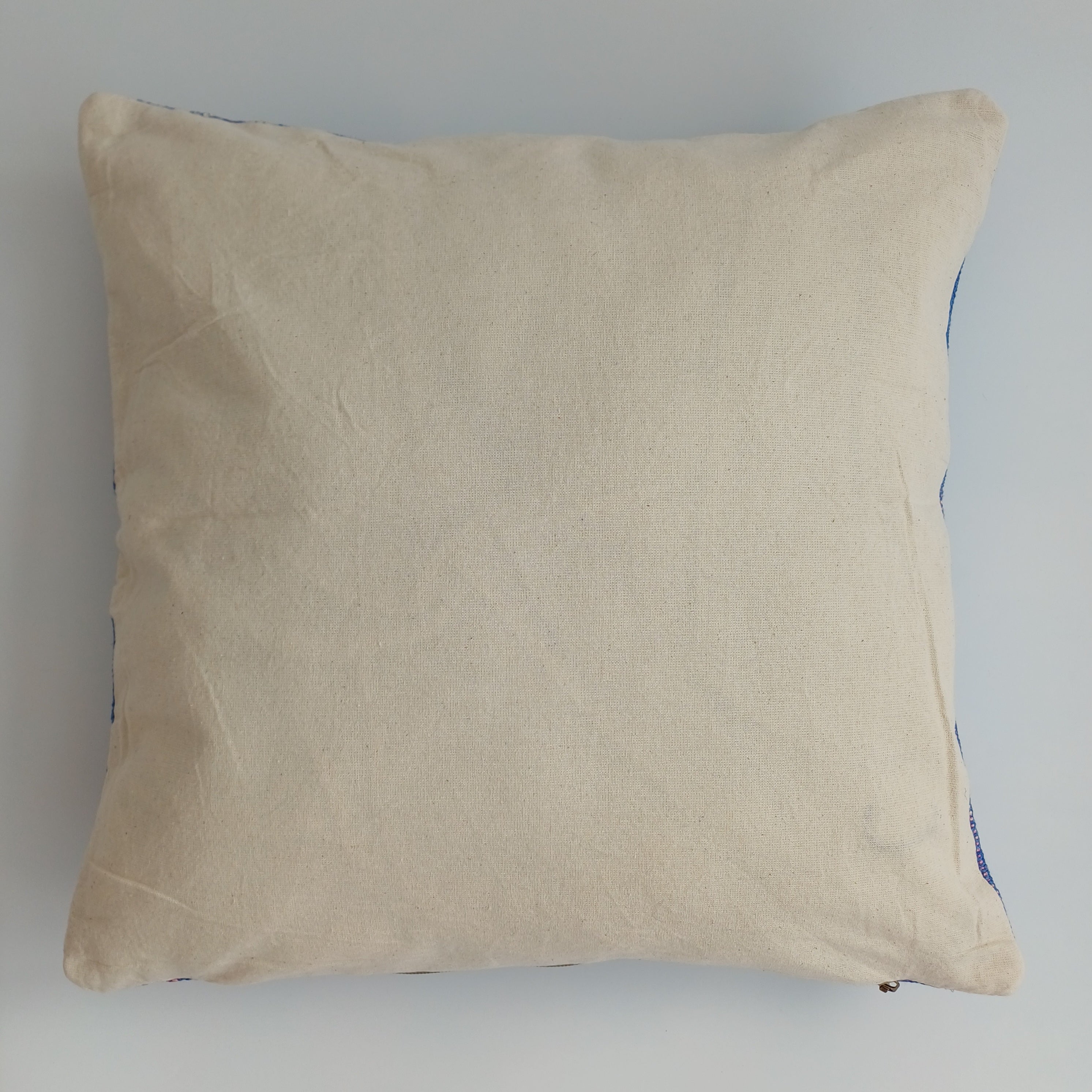 Moroccan Handmade Dark Blue Cactus Silk Cushion Cover 16''x16'' / 40x40 CM
