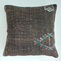 Moroccan Handmade Brown Cactus Silk Cushion Cover 16''x16'' / 40x40 CM