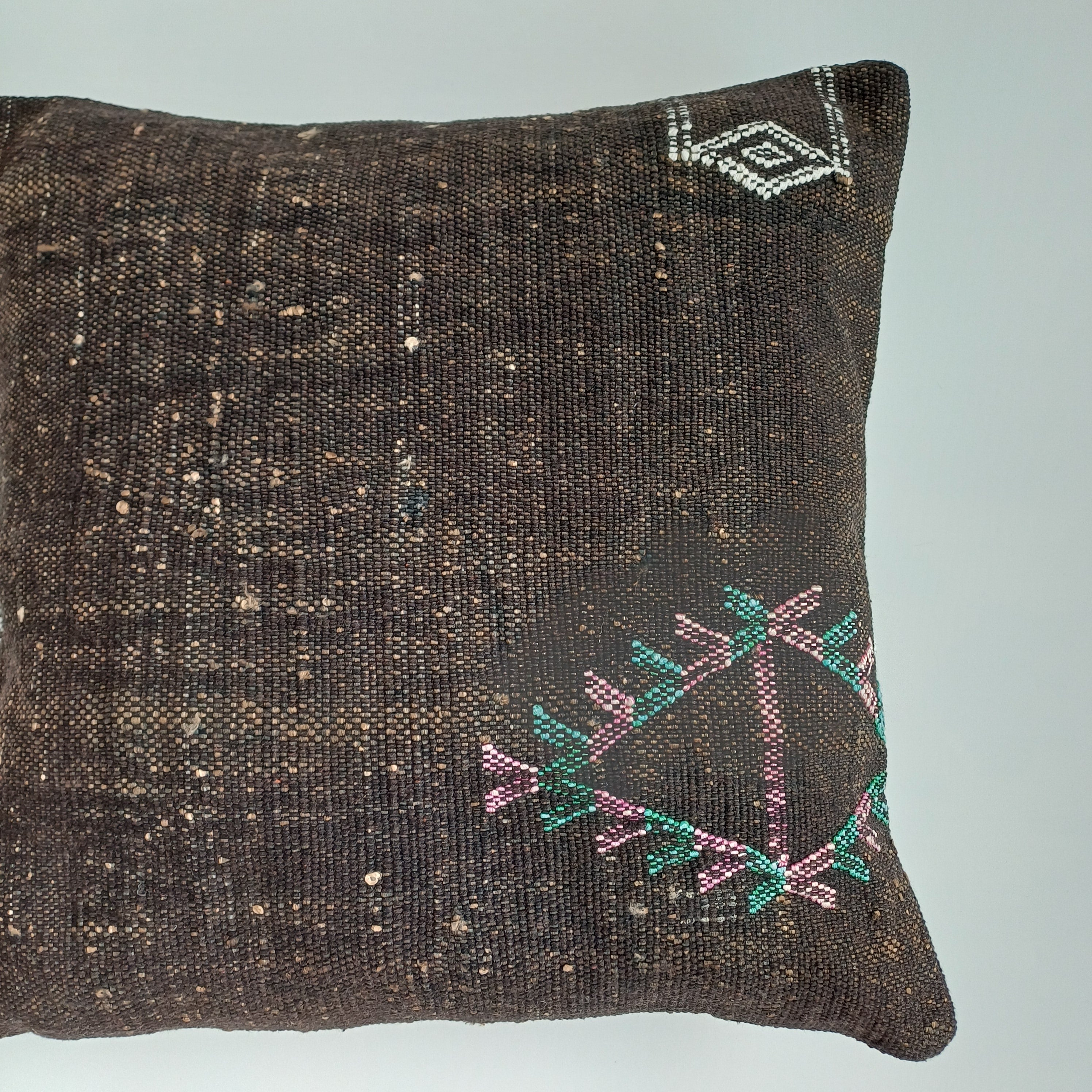 Moroccan Handmade Brown Cactus Silk Cushion Cover 16''x16'' / 40x40 CM