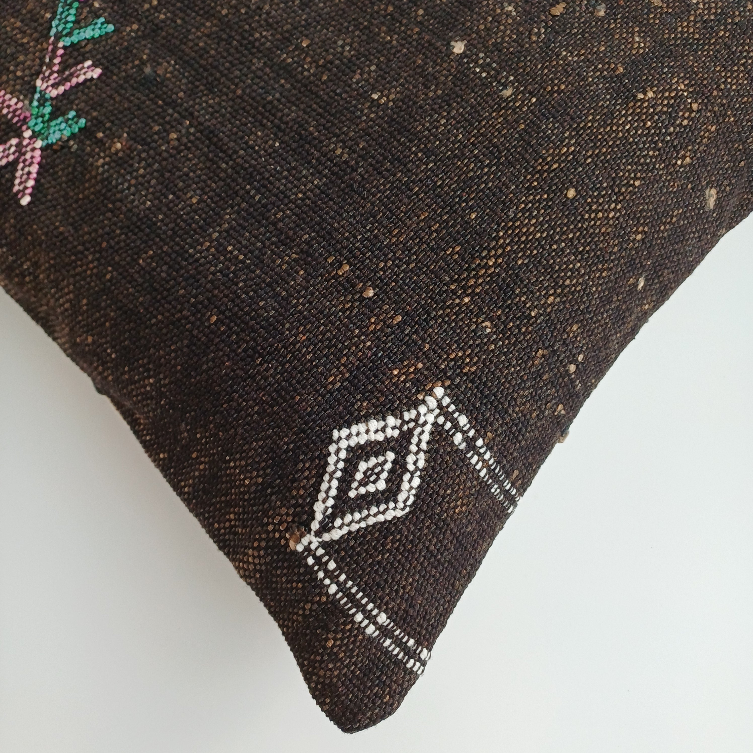 Moroccan Handmade Brown Cactus Silk Cushion Cover 16''x16'' / 40x40 CM