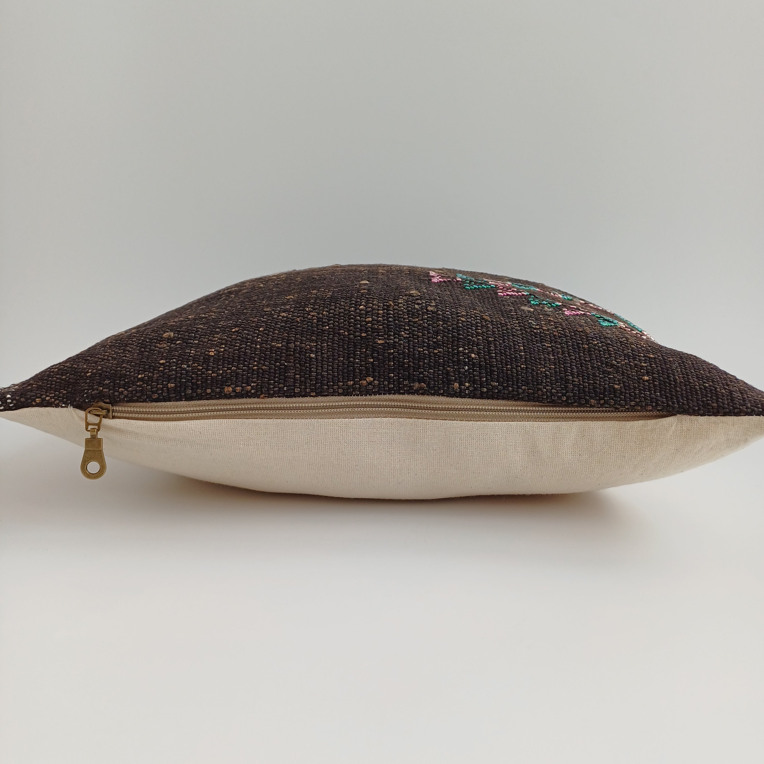 Moroccan Handmade Brown Cactus Silk Cushion Cover 16''x16'' / 40x40 CM