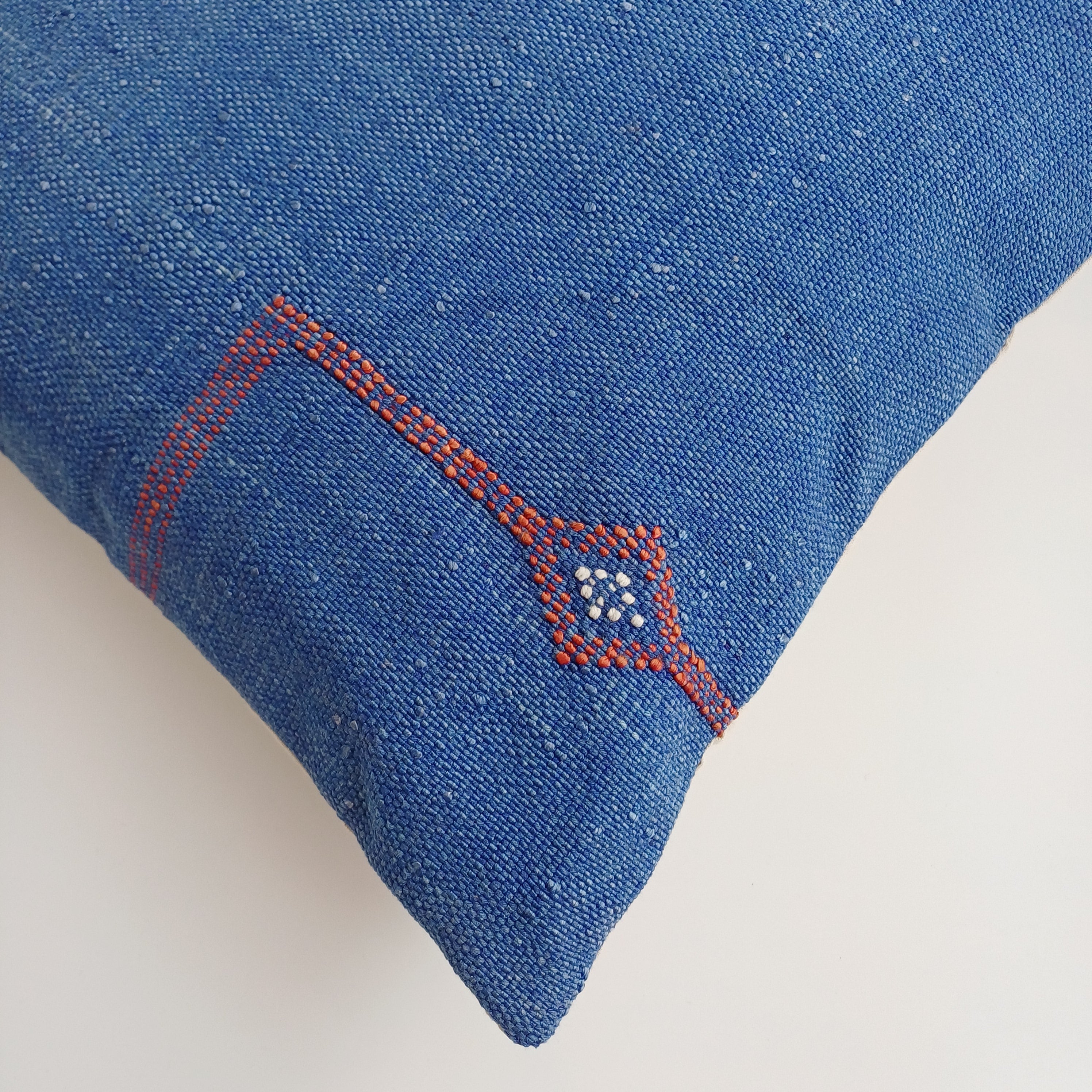Moroccan Handmade Dark Blue Cactus Silk Cushion Cover 16''x16'' / 40x40 CM