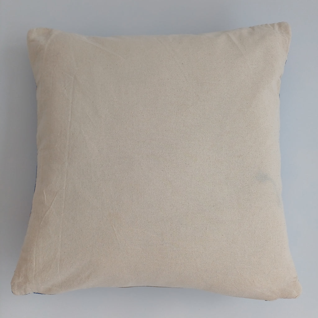 Moroccan Handmade Dark Blue Cactus Silk Cushion Cover 16''x16'' / 40x40 CM