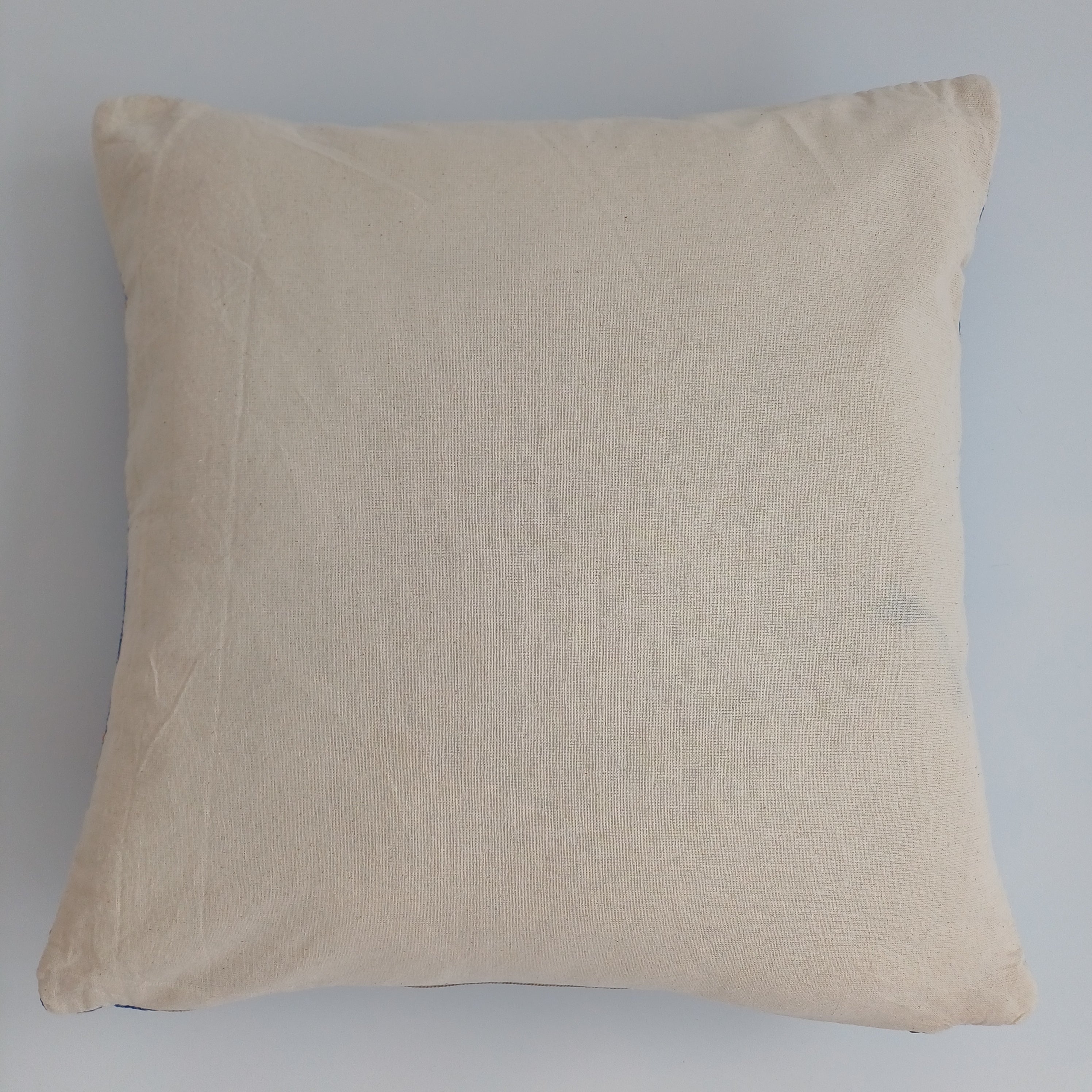 Moroccan Handmade Dark Blue Cactus Silk Cushion Cover 16''x16'' / 40x40 CM