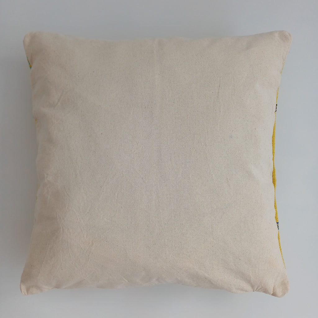 Moroccan Handmade Yellow Cactus Silk Cushion Cover 16''x16'' / 40x40 CM