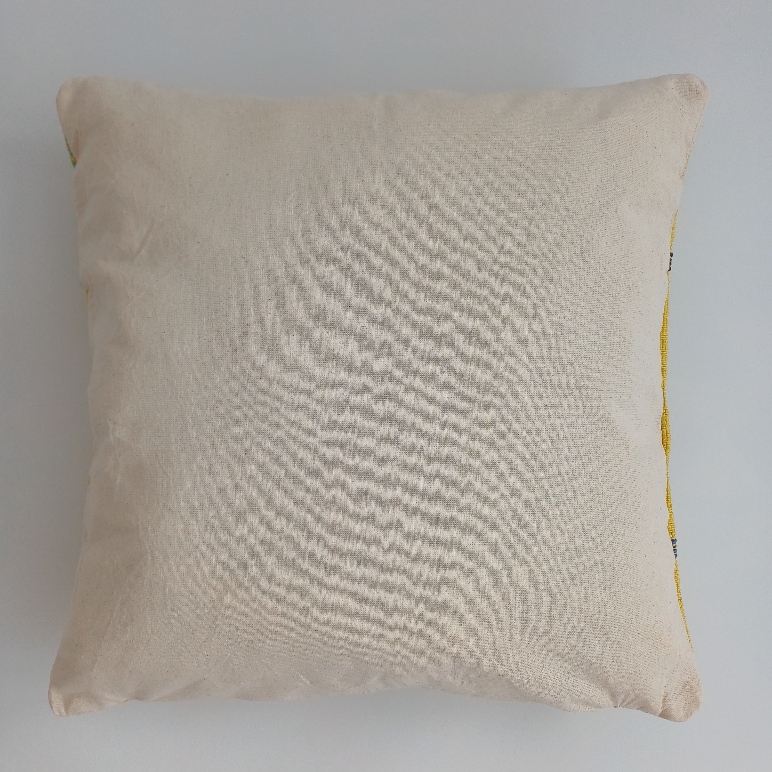 Moroccan Handmade Yellow Cactus Silk Cushion Cover 16''x16'' / 40x40 CM