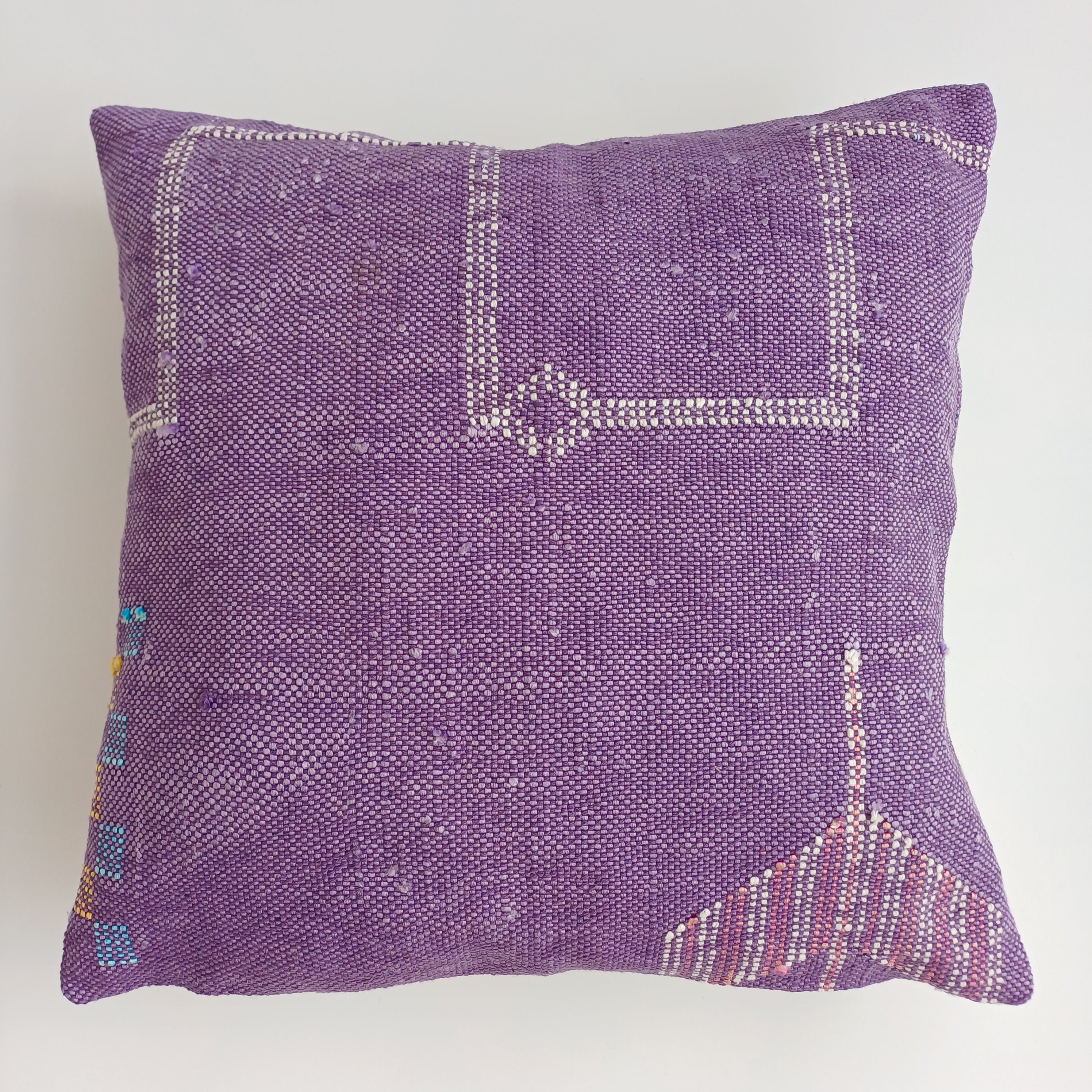 Moroccan Handmade Purple Cactus Silk Cushion Cover 16''x16'' / 40x40 CM