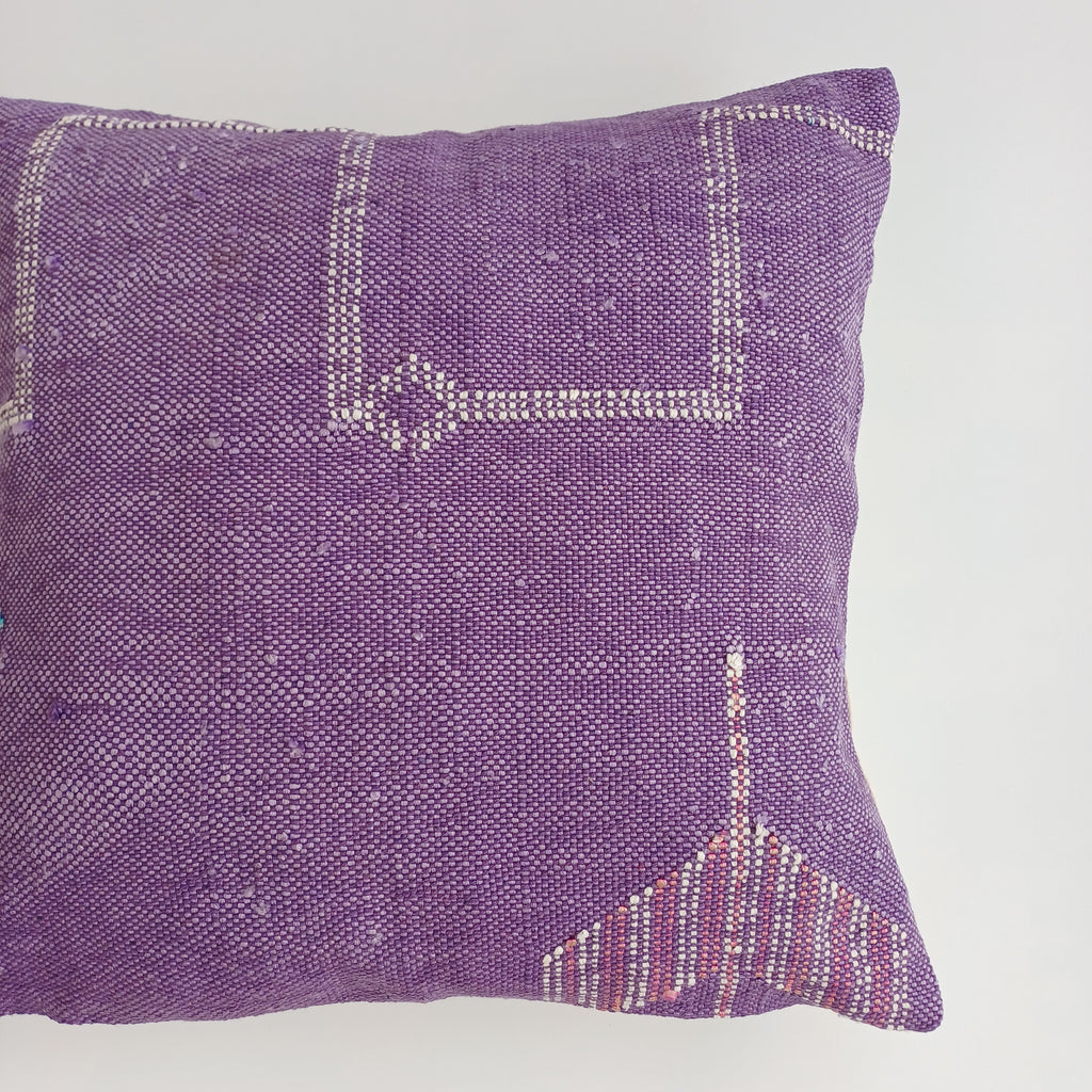 Moroccan Handmade Purple Cactus Silk Cushion Cover 16''x16'' / 40x40 CM