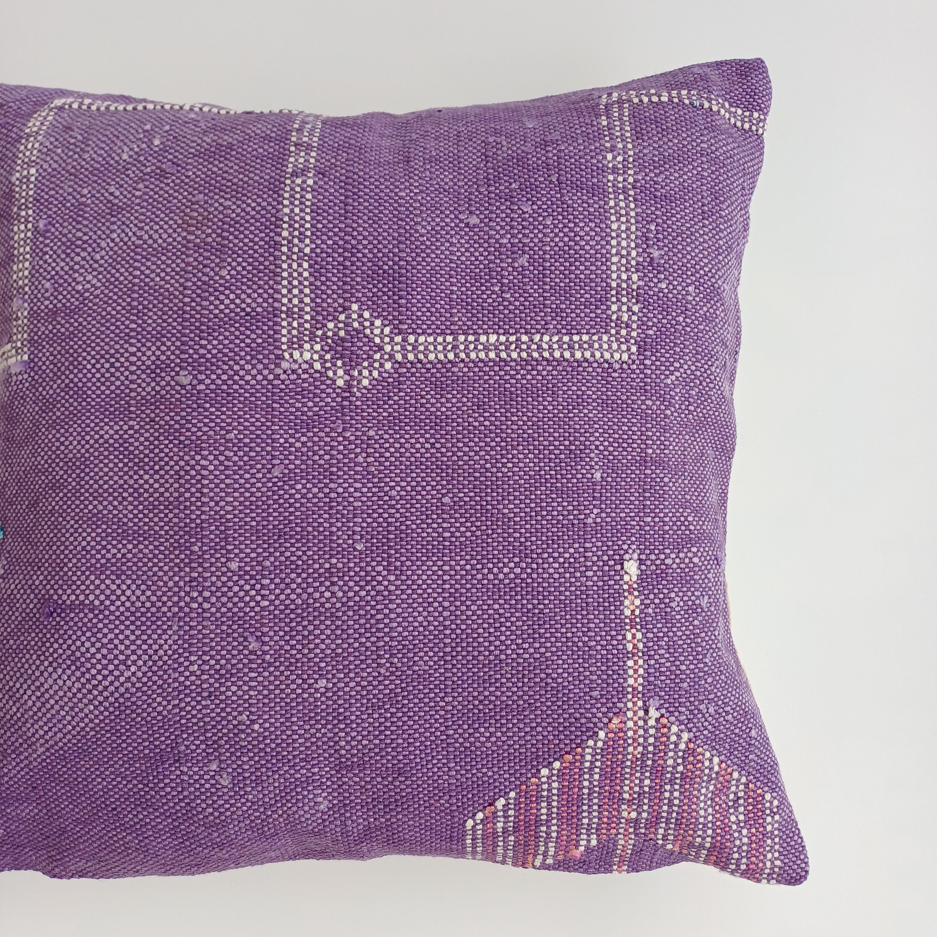 Moroccan Handmade Purple Cactus Silk Cushion Cover 16''x16'' / 40x40 CM