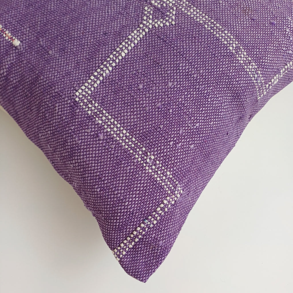 Moroccan Handmade Purple Cactus Silk Cushion Cover 16''x16'' / 40x40 CM