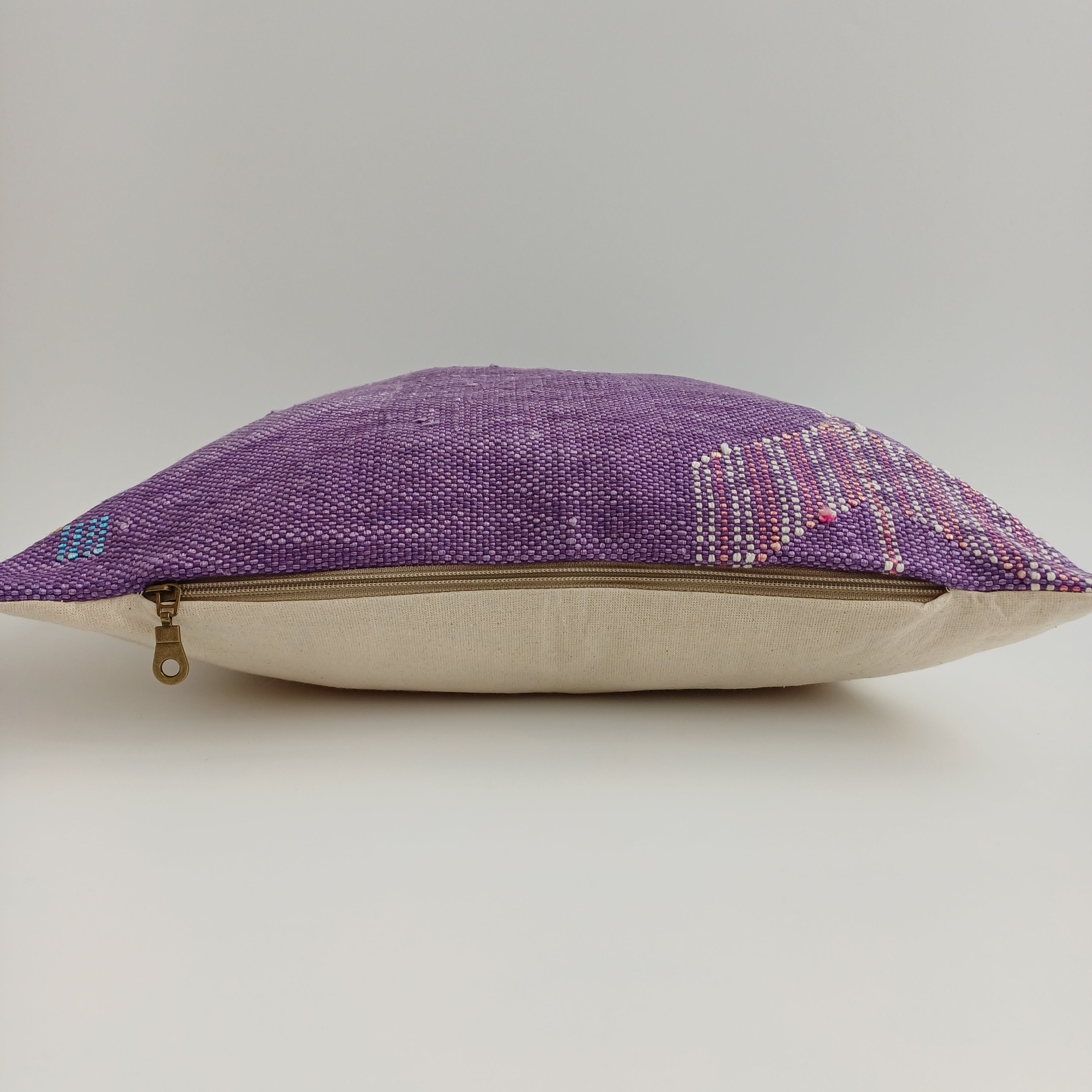 Moroccan Handmade Purple Cactus Silk Cushion Cover 16''x16'' / 40x40 CM