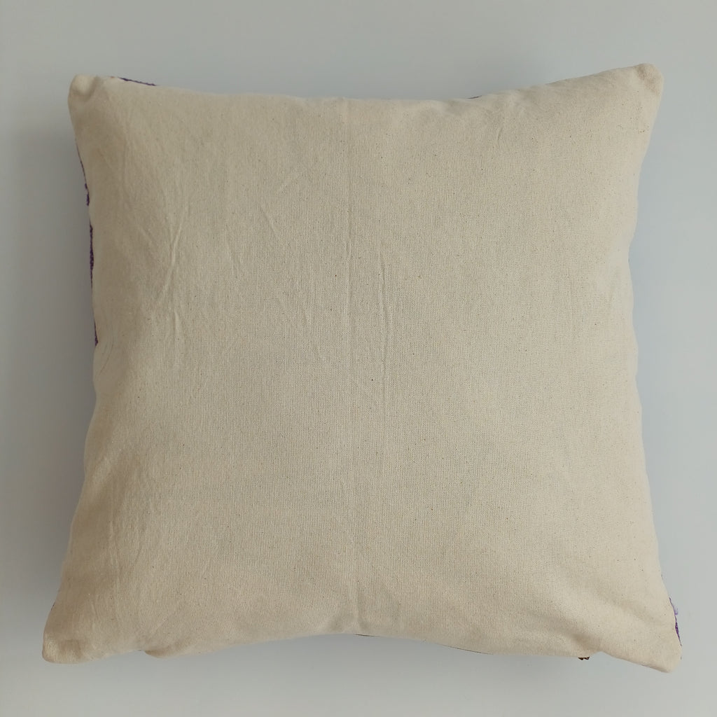 Moroccan Handmade Purple Cactus Silk Cushion Cover 16''x16'' / 40x40 CM