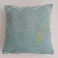 Moroccan Handmade Teal Blue Cactus Silk Cushion Cover 16''x16'' / 40x40 CM