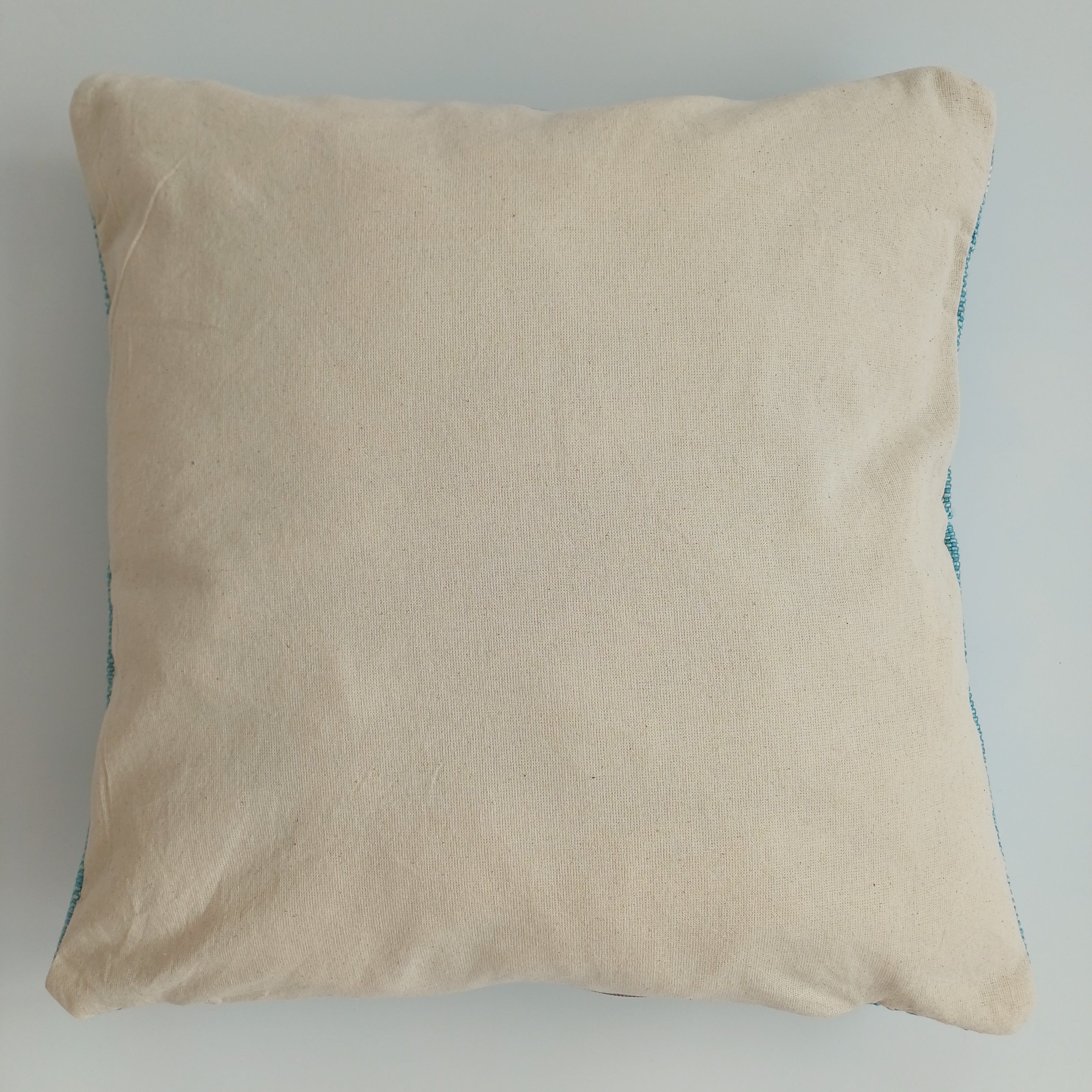Moroccan Handmade Teal Blue Cactus Silk Cushion Cover 16''x16'' / 40x40 CM