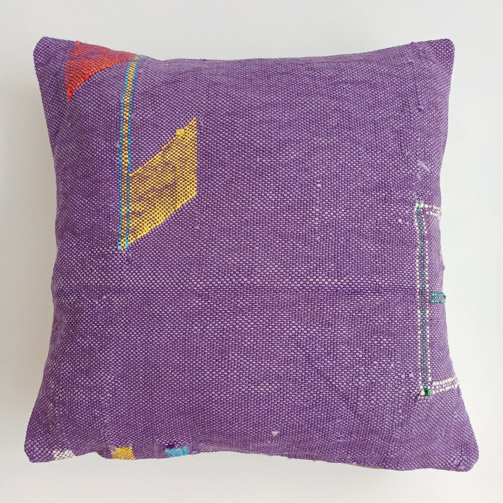 Moroccan Handmade Purple Cactus Silk Cushion Cover 16''x16'' / 40x40 CM