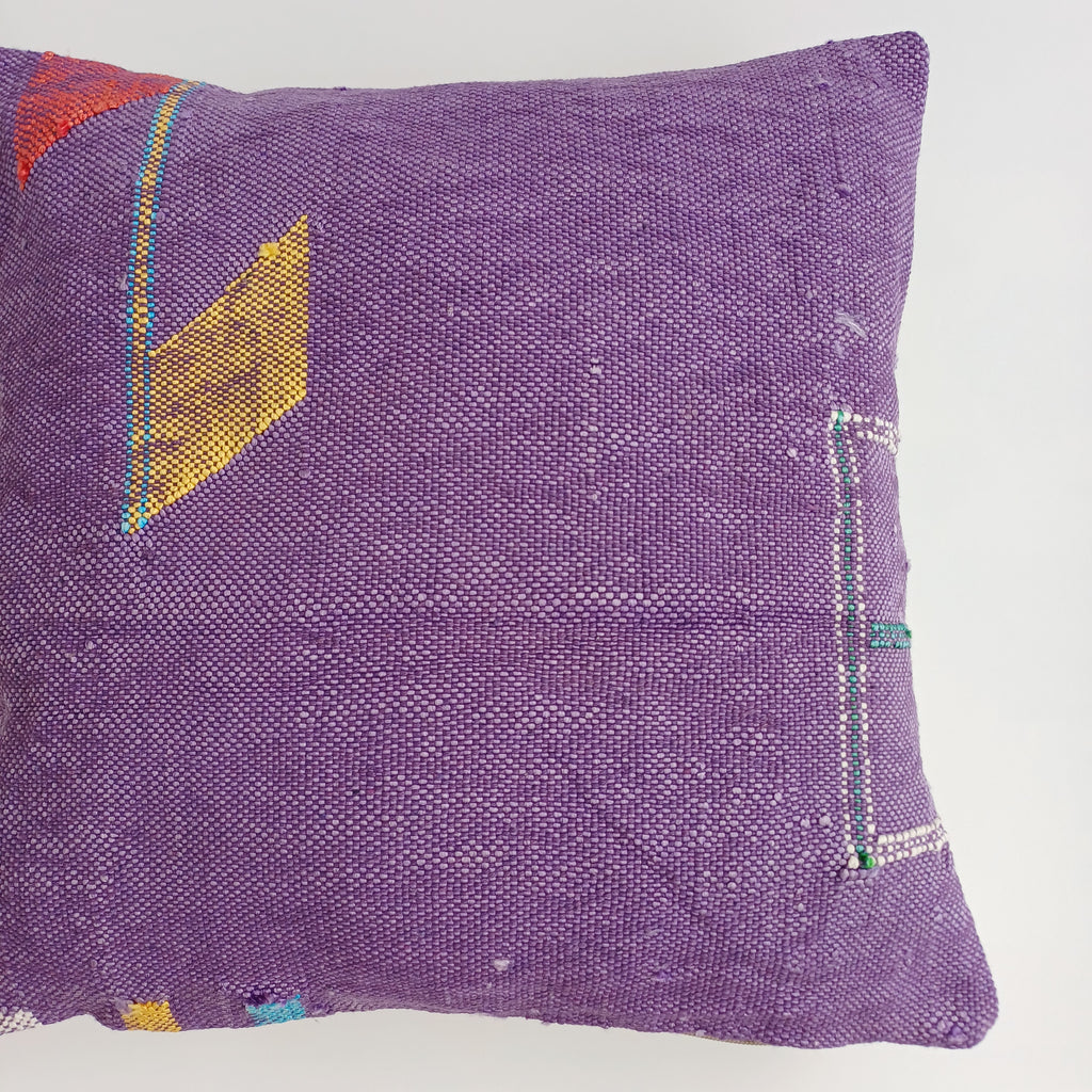 Moroccan Handmade Purple Cactus Silk Cushion Cover 16''x16'' / 40x40 CM
