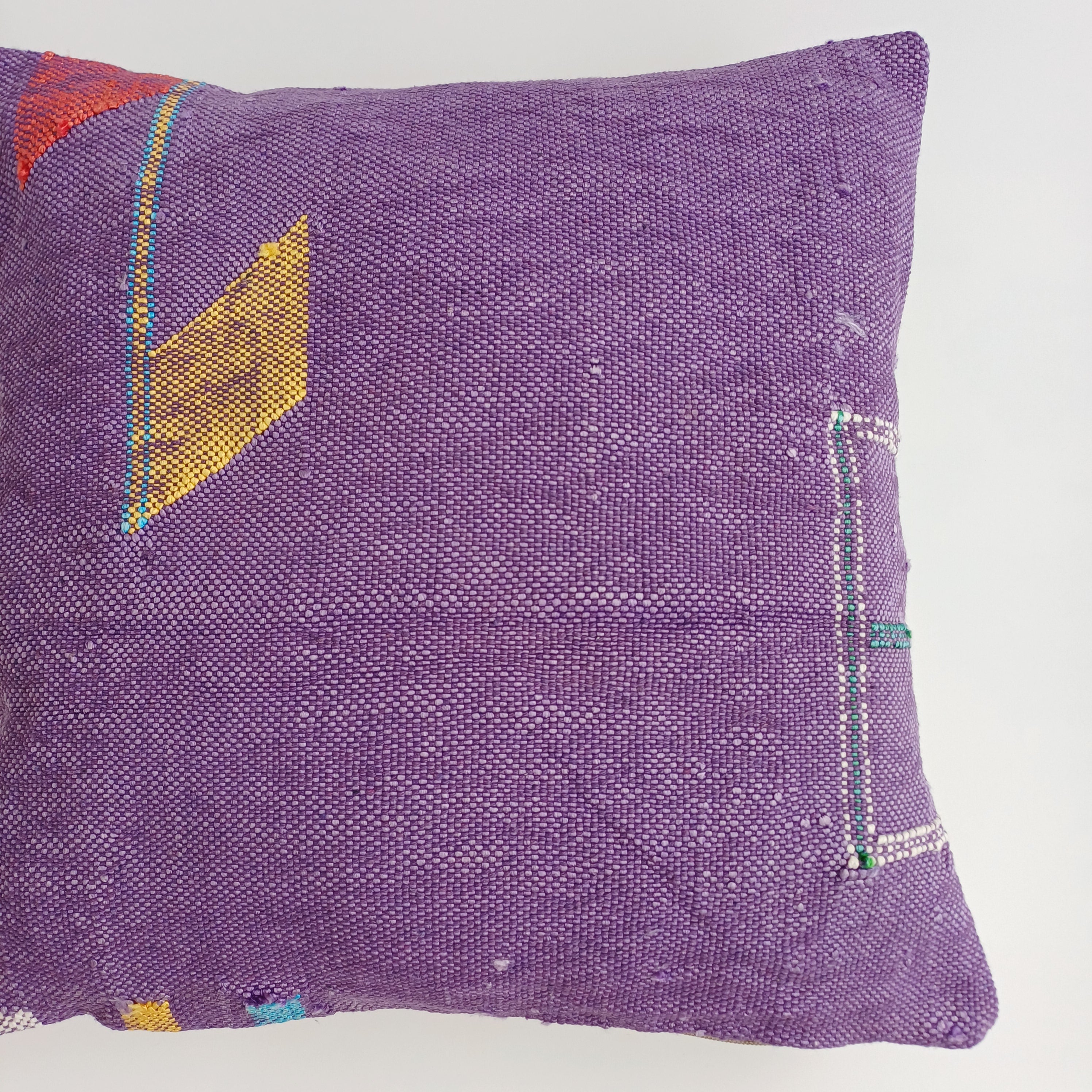 Moroccan Handmade Purple Cactus Silk Cushion Cover 16''x16'' / 40x40 CM